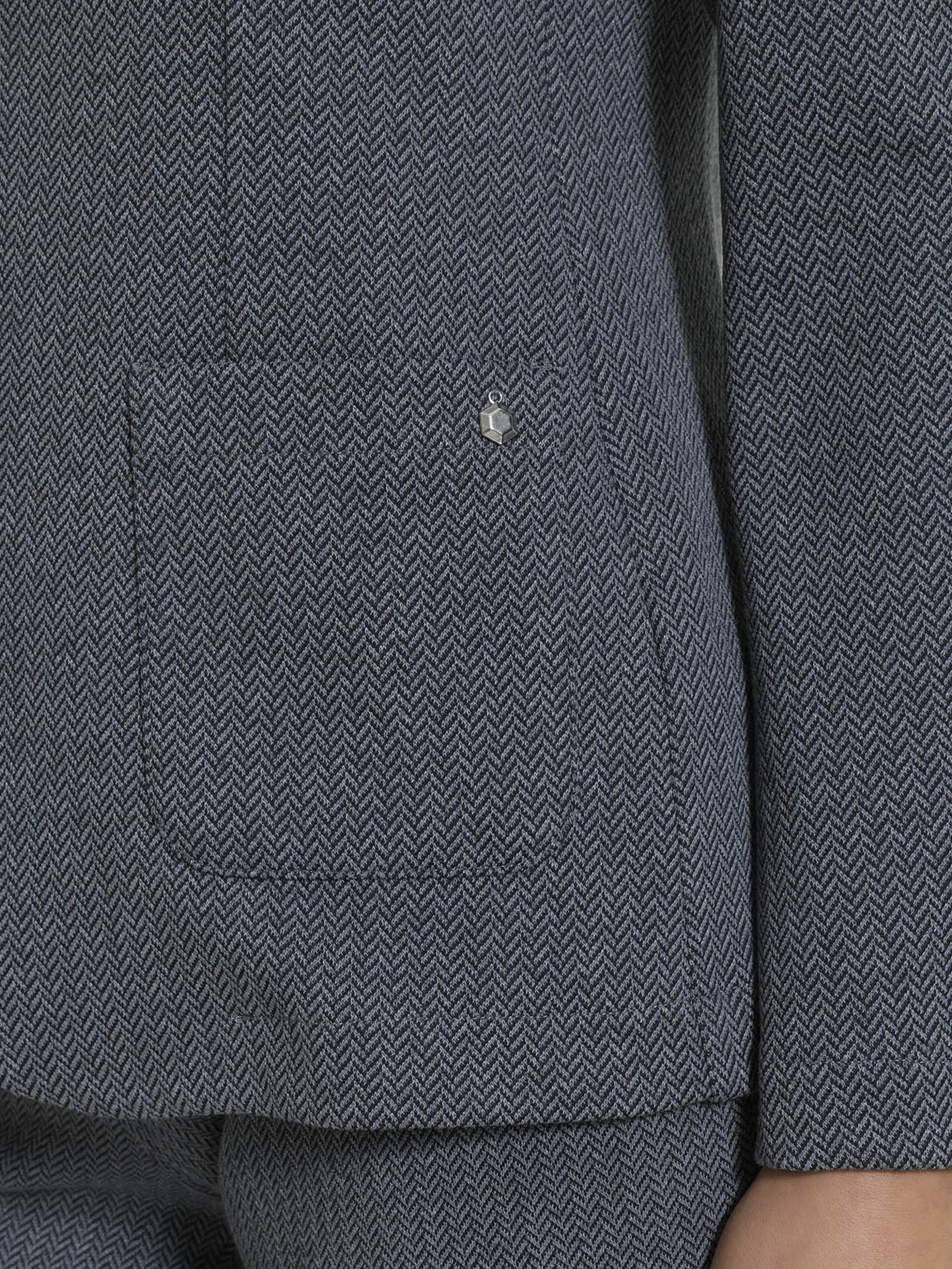 Blazer due bottoni con fantasia a spina di pesce in Eco Jacquard - Fant.Ardesia Mel. - Image 3
