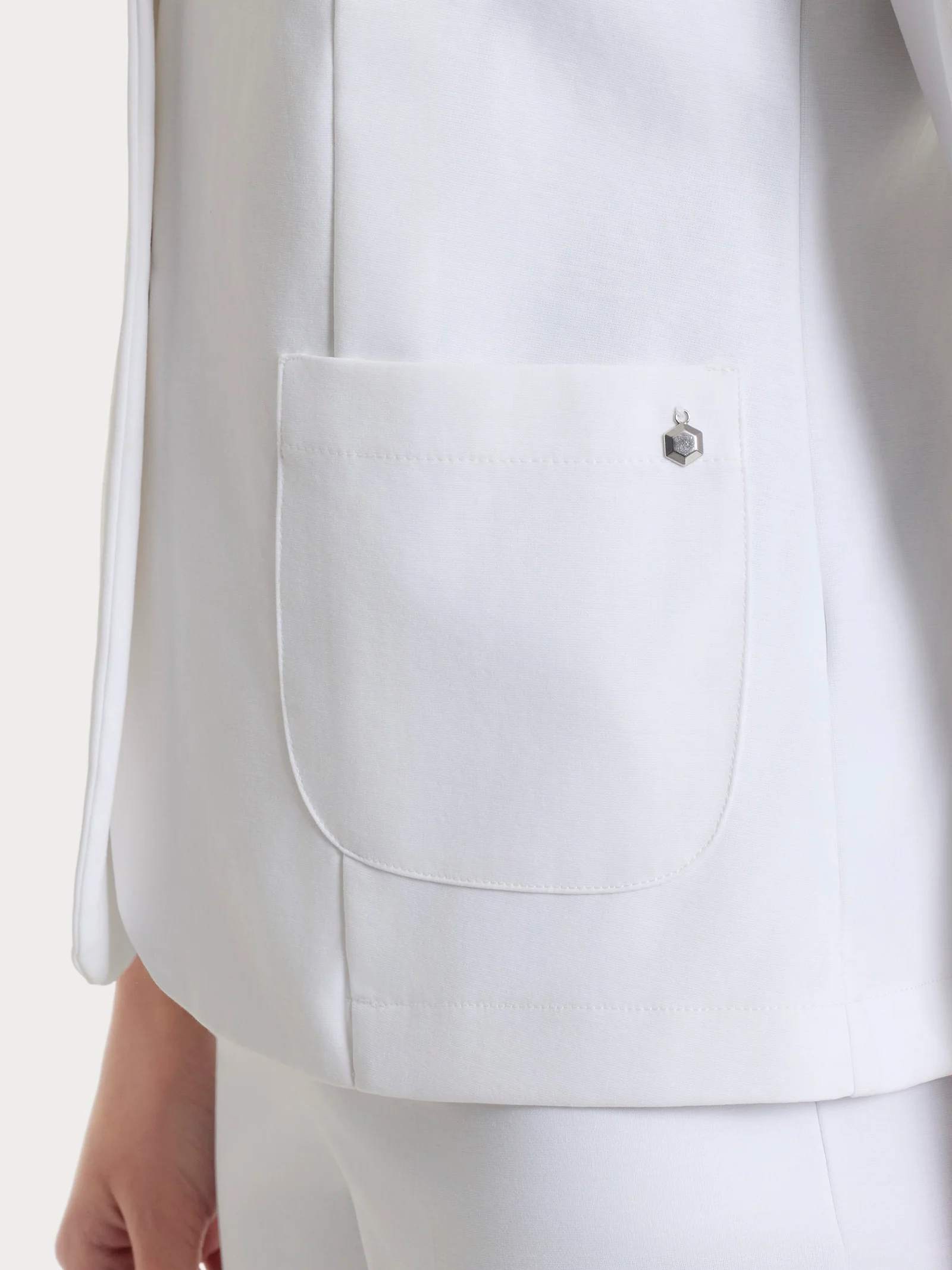 Blazer due bottoni in Compact Light - Bianco - Image 3