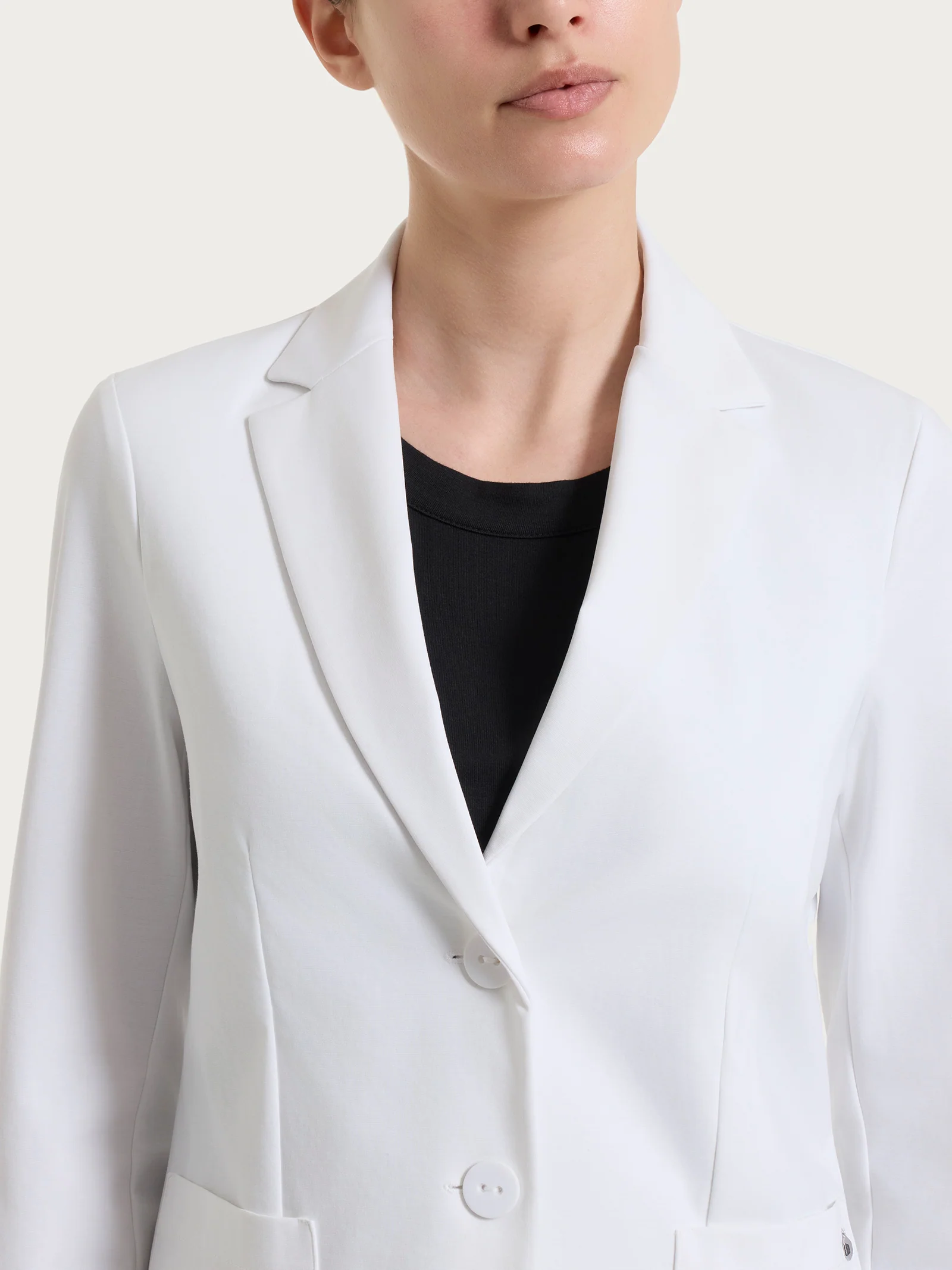 Blazer due bottoni in Compact Light - Bianco - Image 4