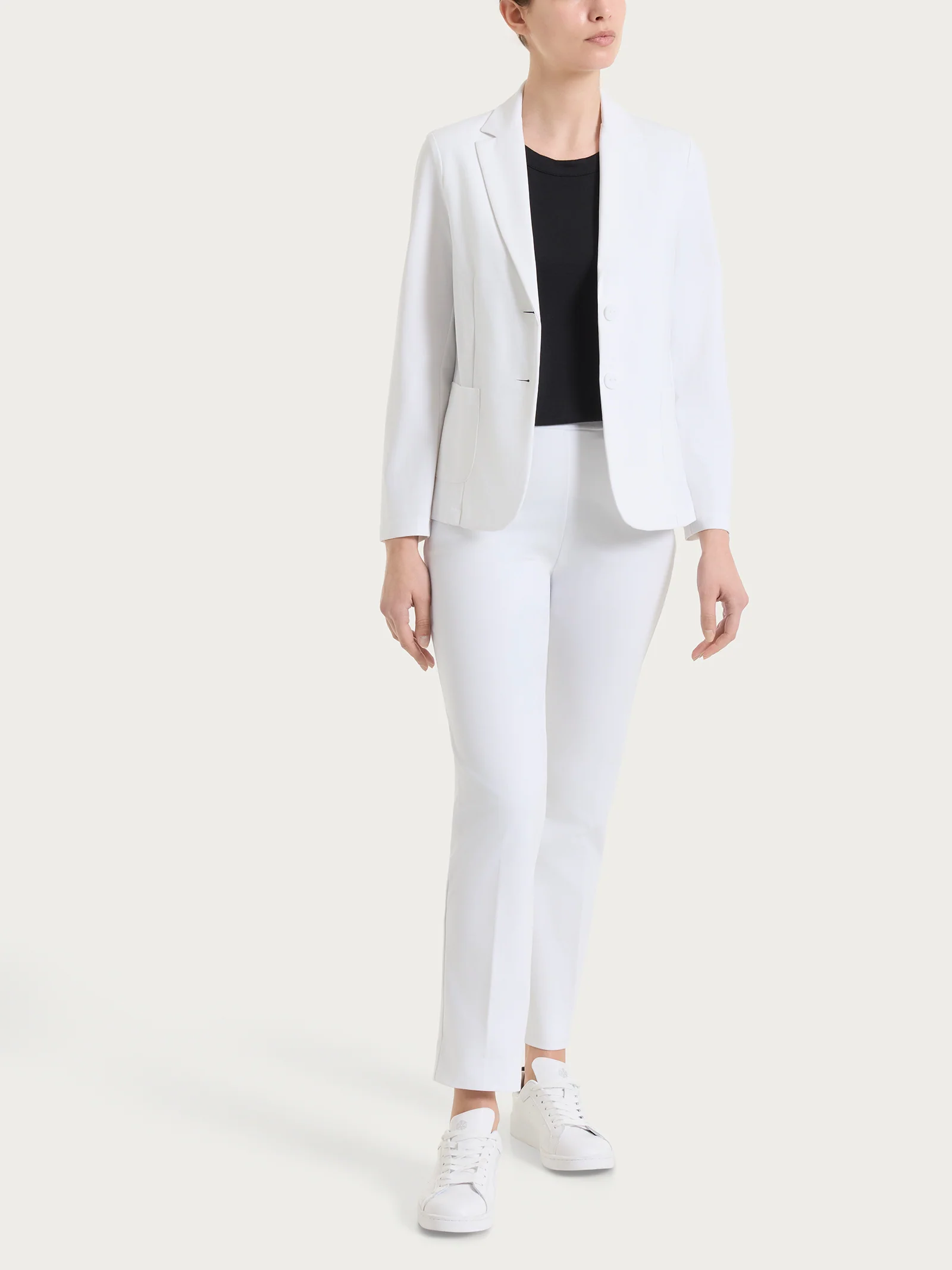 Blazer due bottoni in Compact Light - Bianco - Image 5