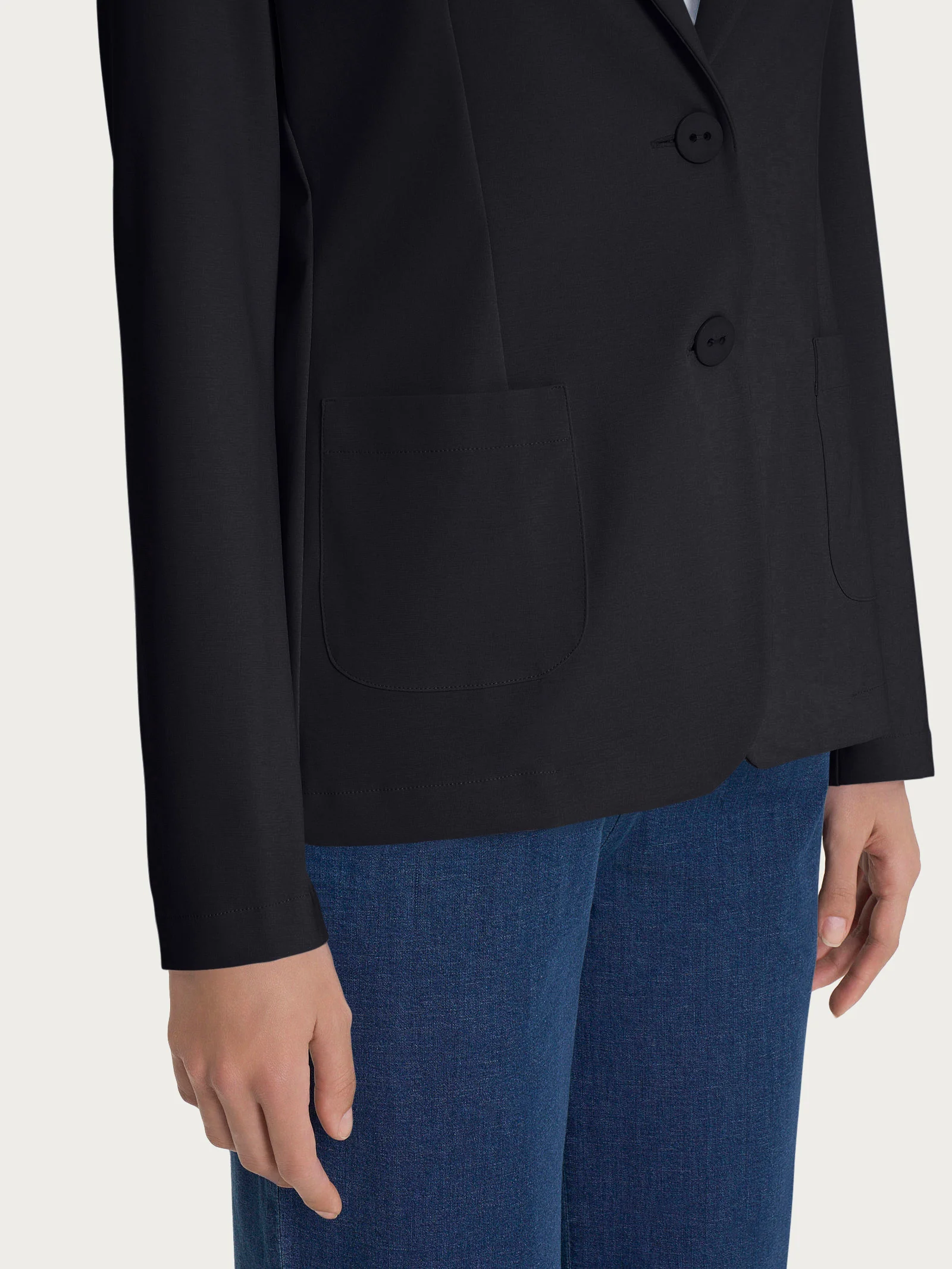 Blazer due bottoni in Compact Light - Nero - Image 3