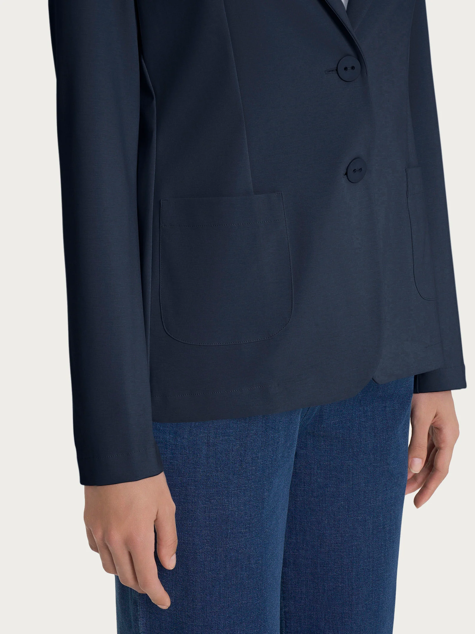 Blazer due bottoni in Compact Light - Bleu - Image 4