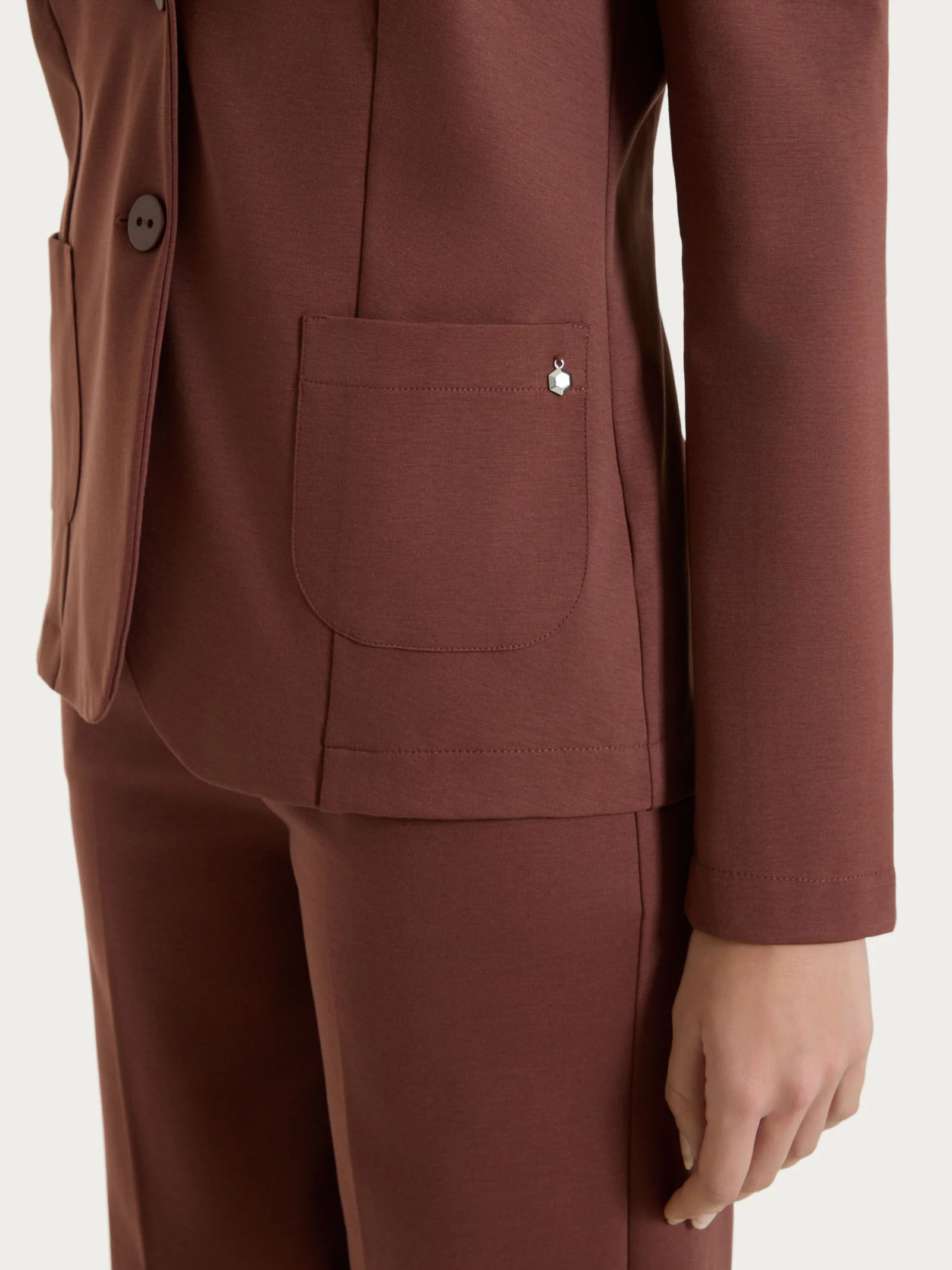 Blazer due bottoni in Compact Light - Cappuccino - Image 3