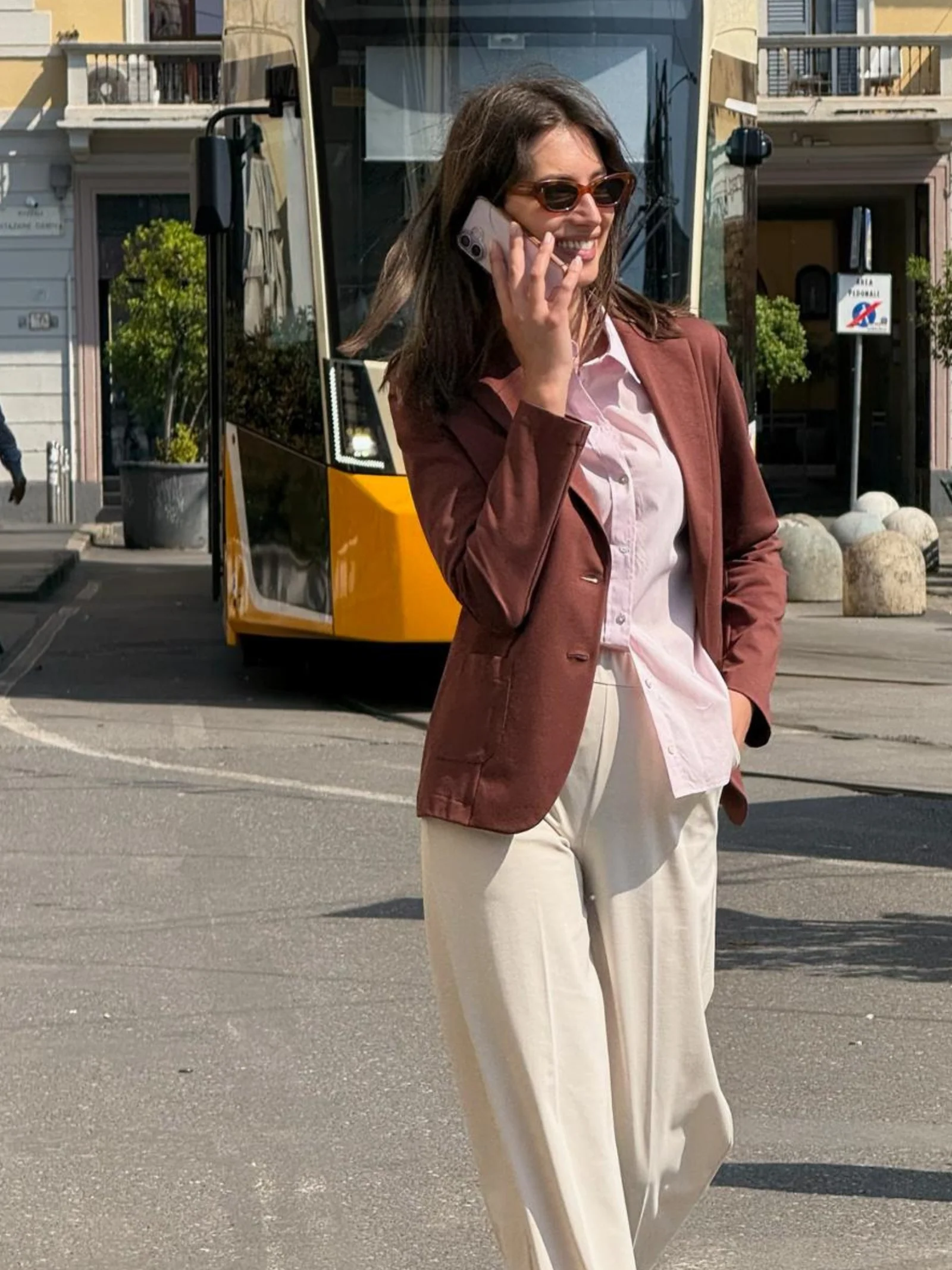 Blazer due bottoni in Compact Light - Cappuccino - Image 4