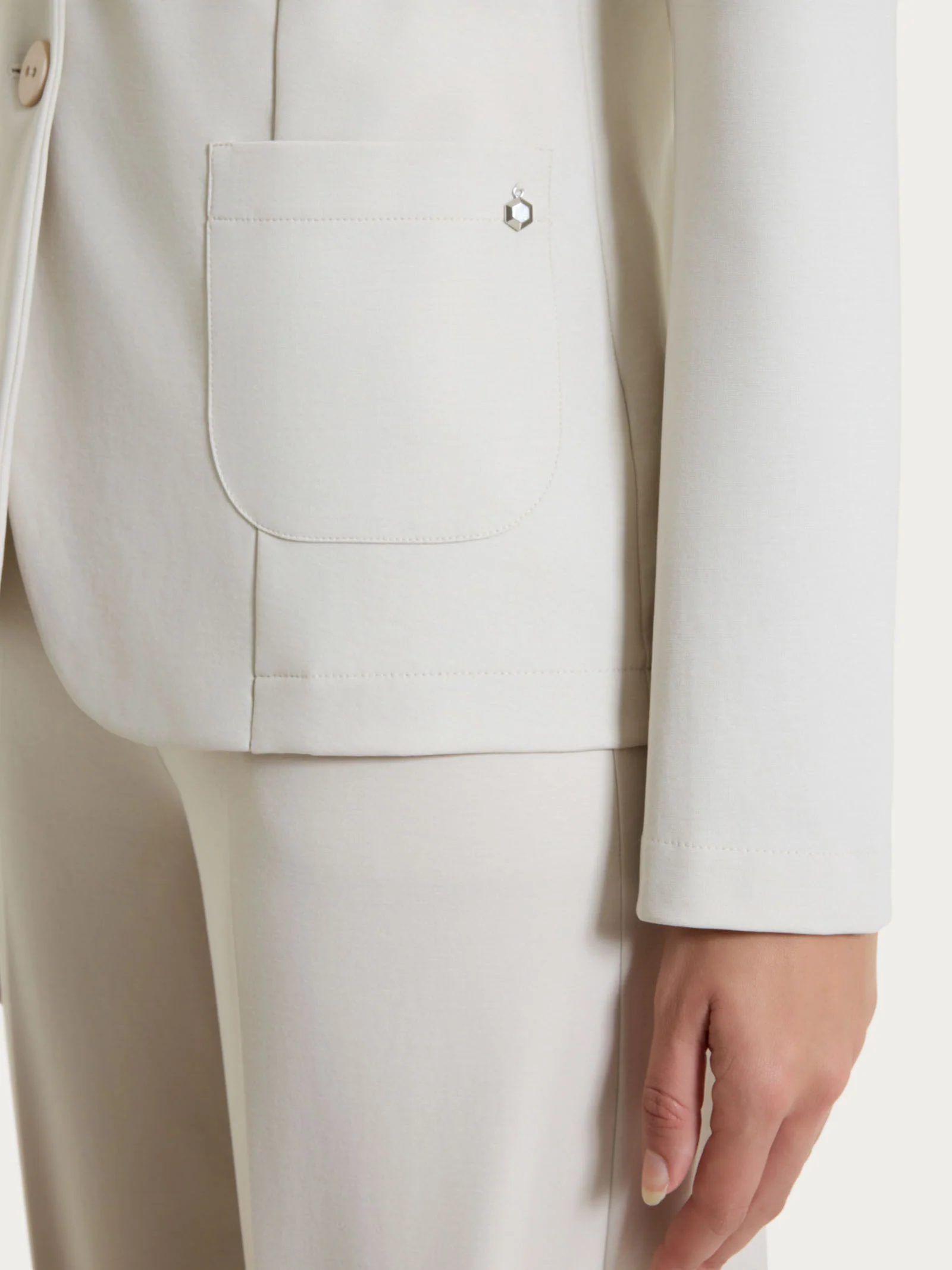 Blazer due bottoni in Compact Light - Champignon - Image 3
