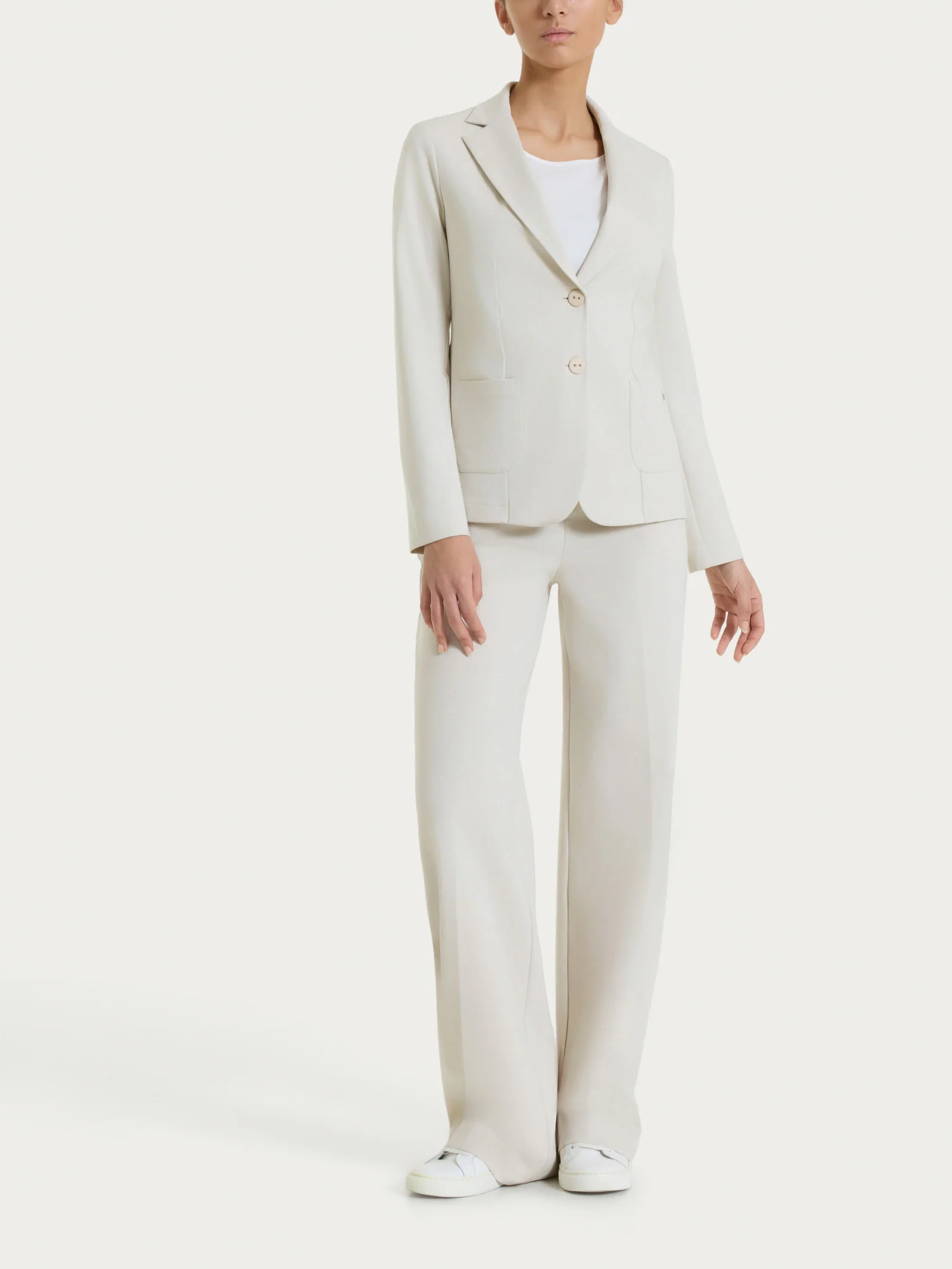 Blazer due bottoni in Compact Light - Champignon - Image 4