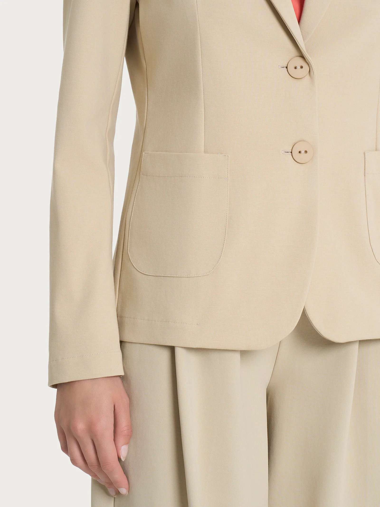 Blazer due bottoni in Compact Light - Irish Cream - Image 3