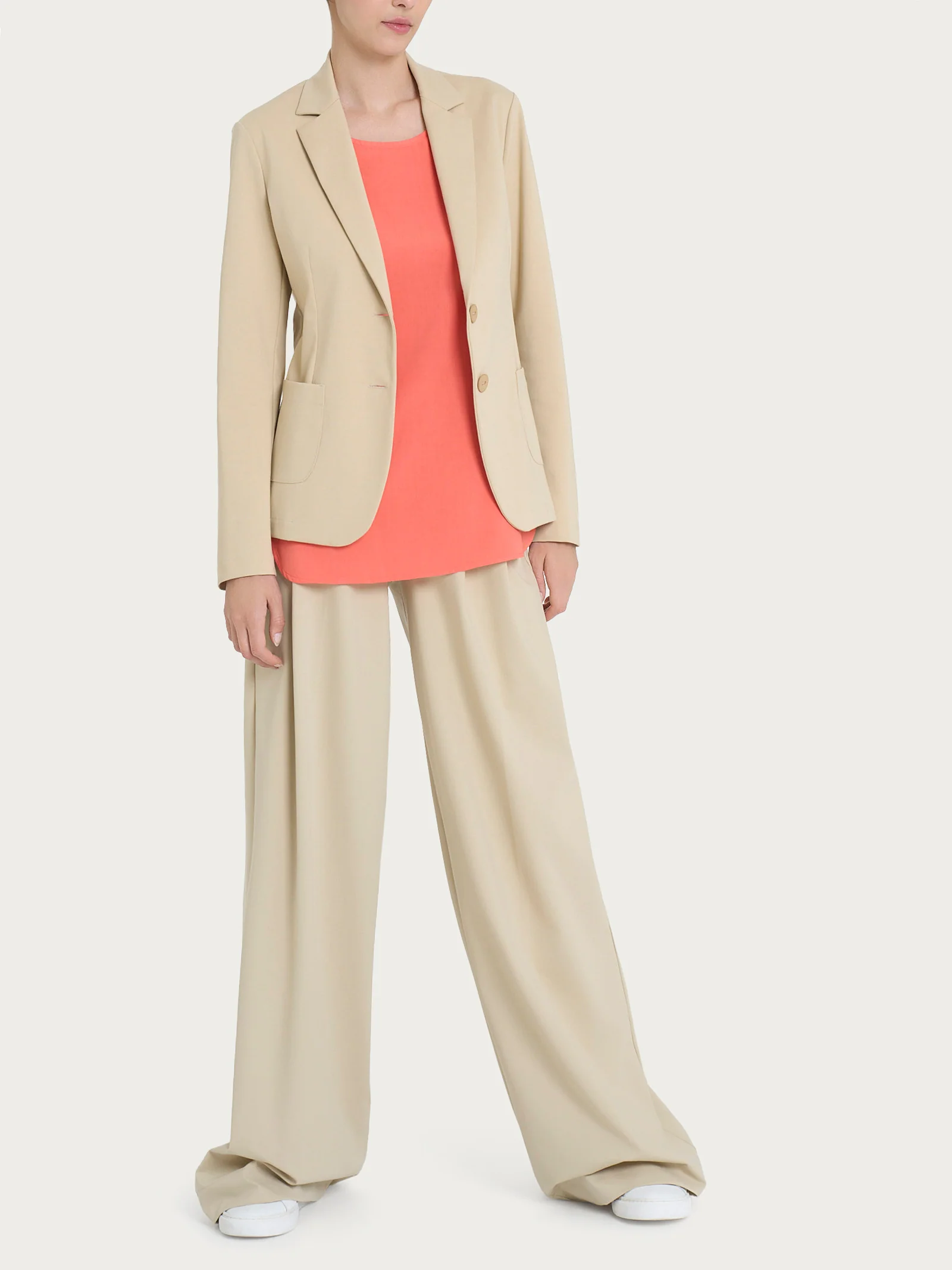 Blazer due bottoni in Compact Light - Irish Cream - Image 4