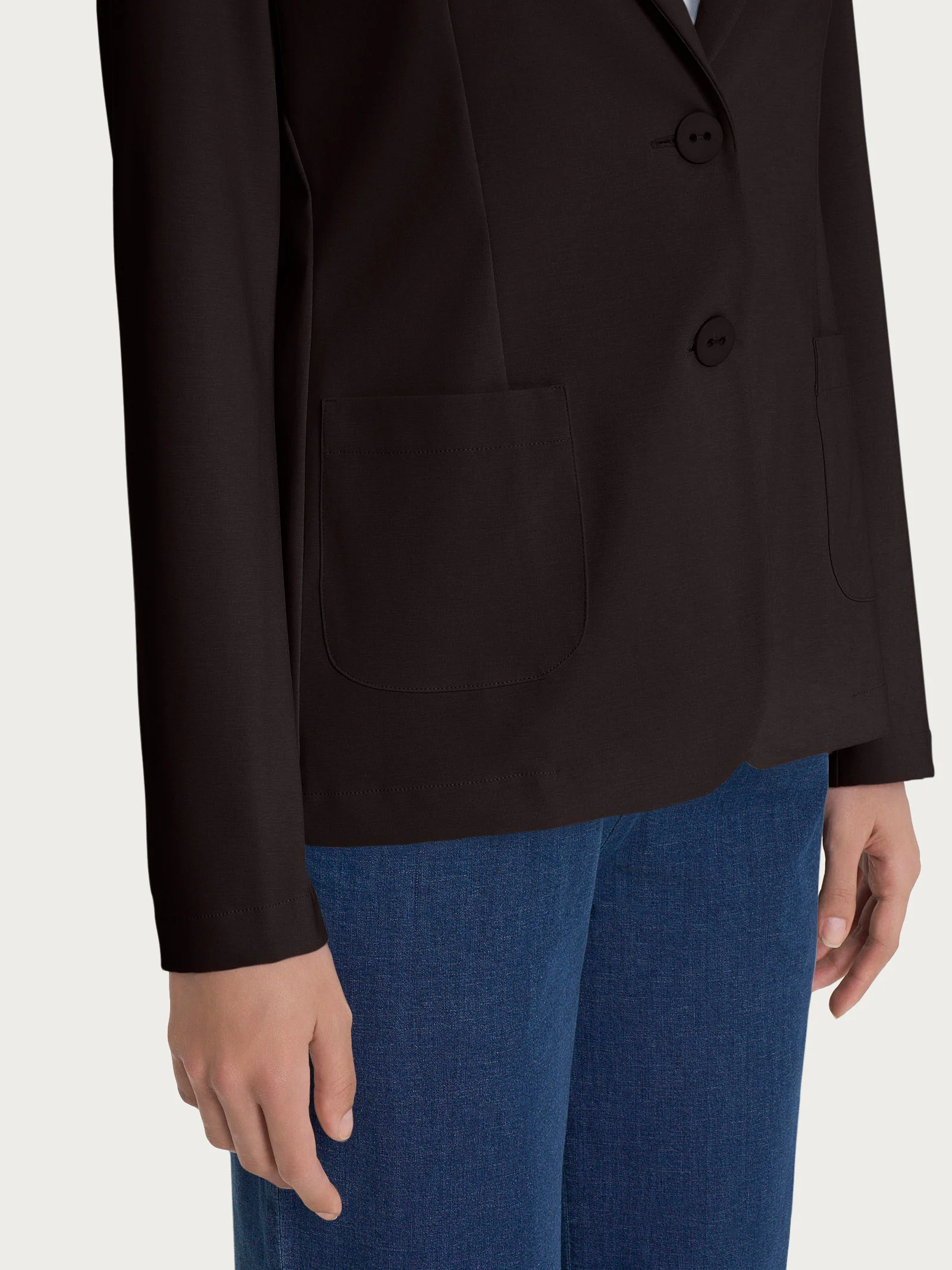 Blazer due bottoni in Compact Light - Chocolate Torte - Image 3