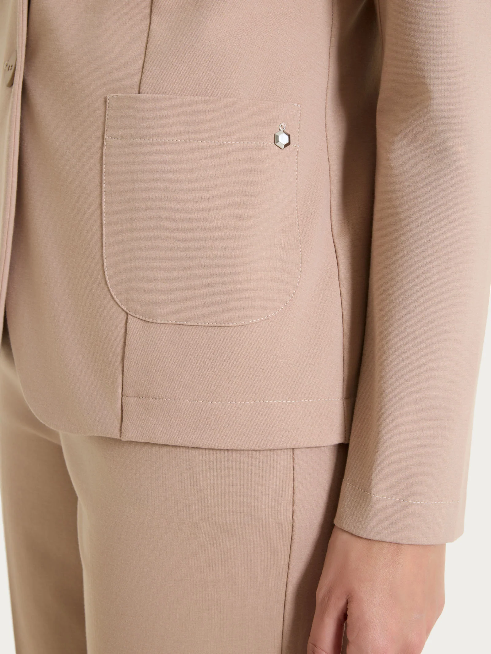 Blazer due bottoni in Compact Light - Warm Taupe - Image 3