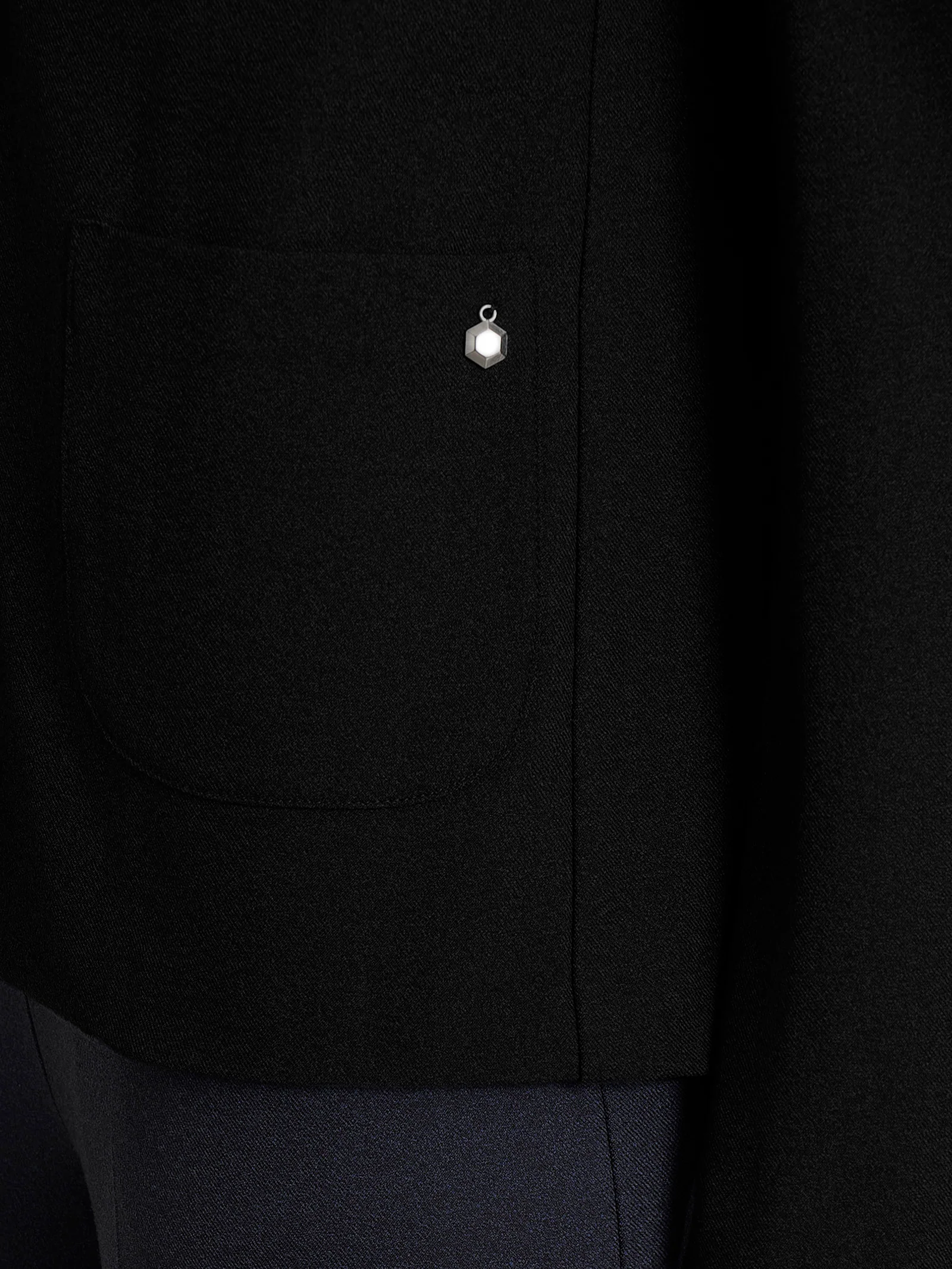 Blazer due bottoni in Flannel Twill - Nero - Image 3