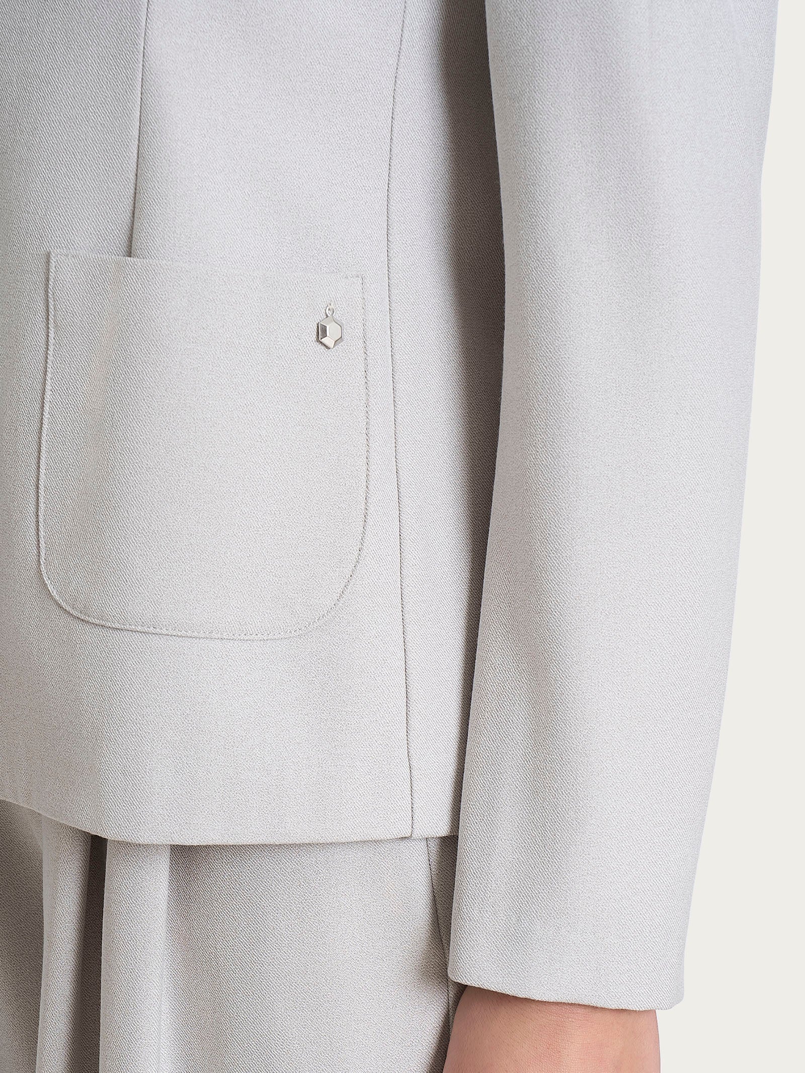 Blazer due bottoni in Flannel Twill - Ghiaia Mel. - Image 3