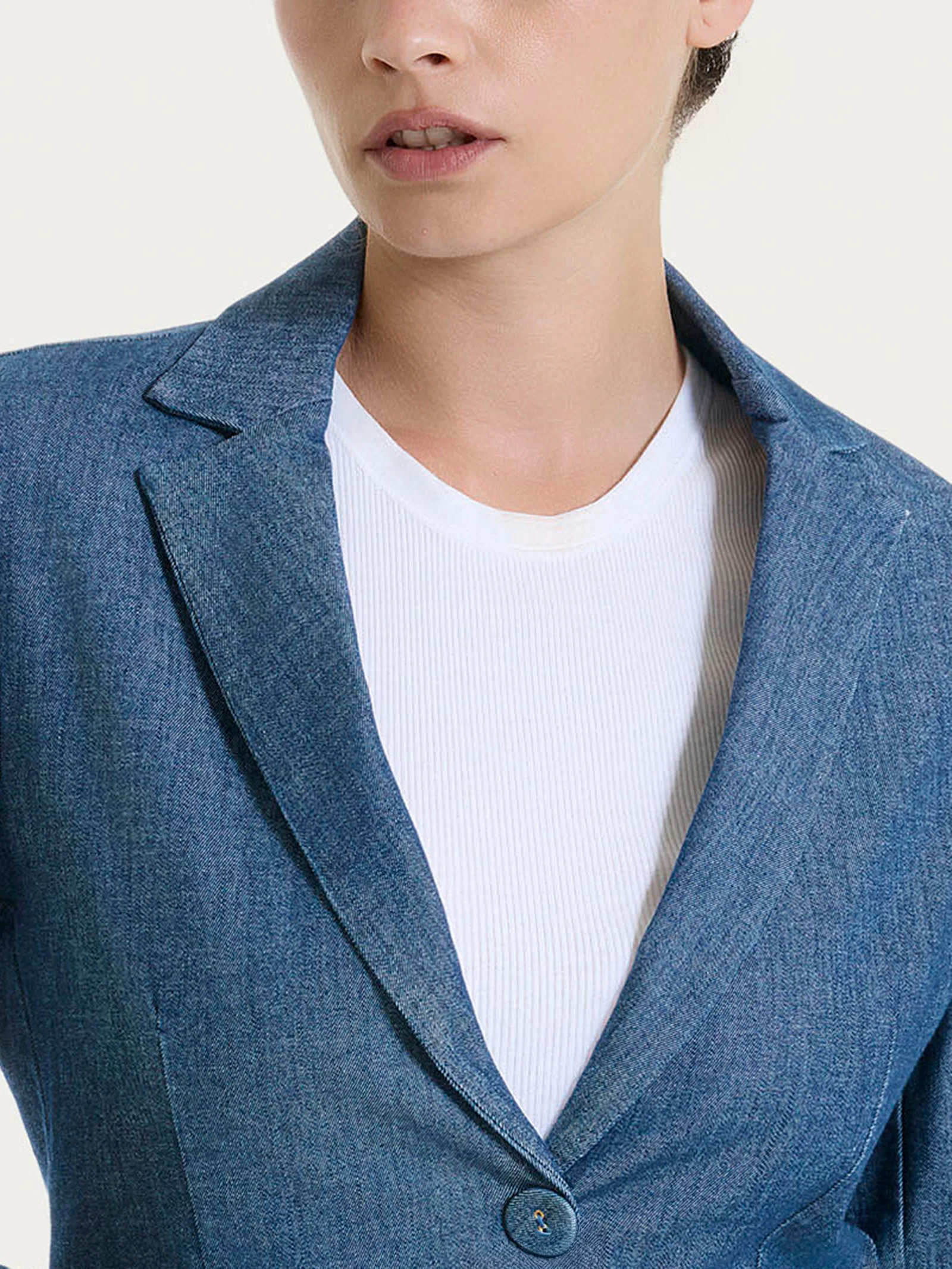 Blazer due bottoni in Light Denim - Delave' - Image 3