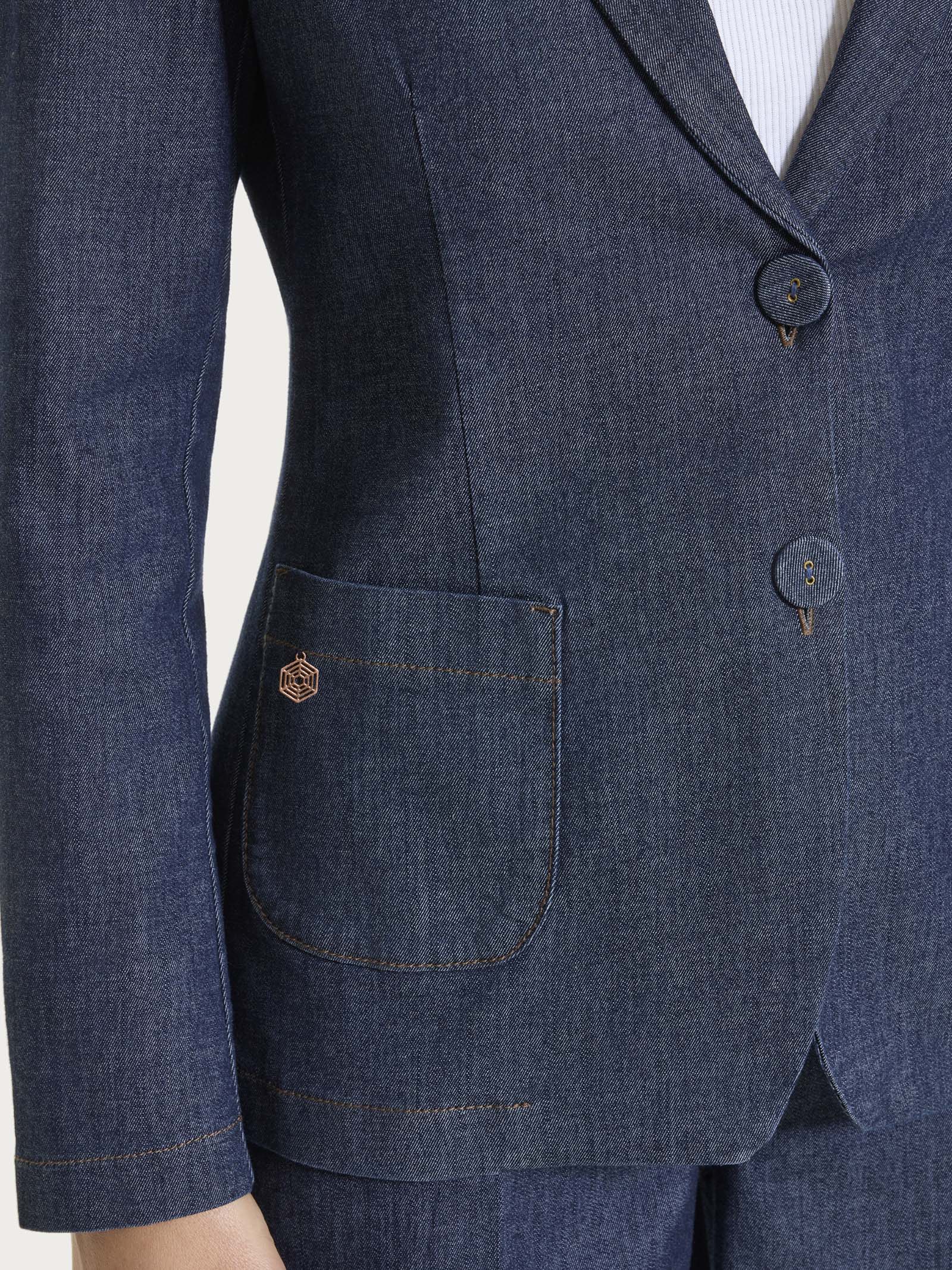 Blazer due bottoni in Light Denim - Indigo - Image 3