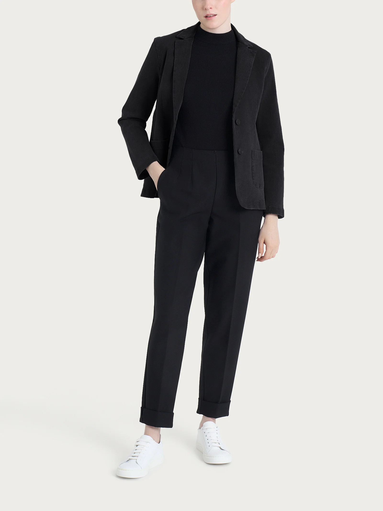 Blazer due bottoni in Super Denim - Nero - Image 4