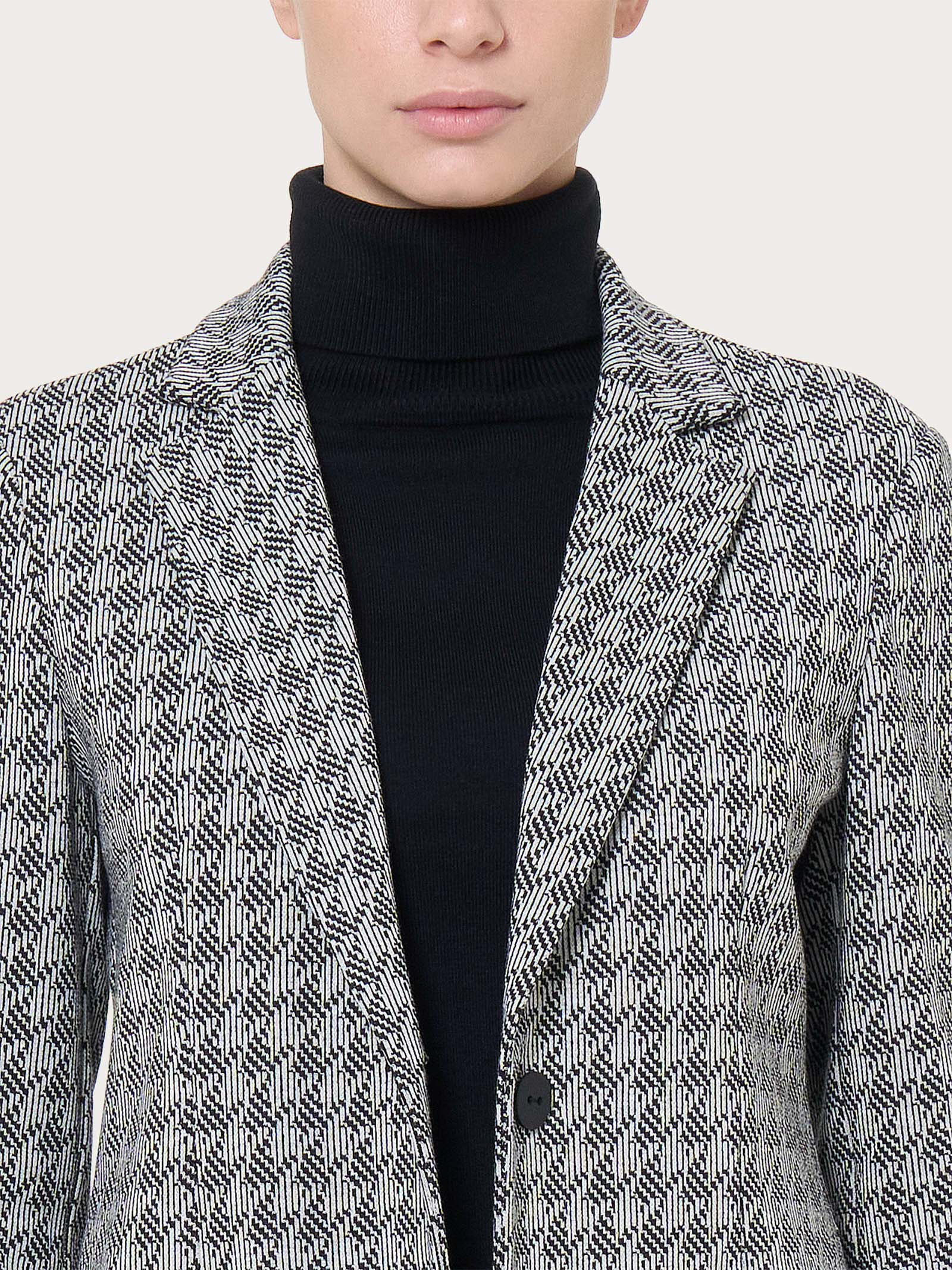 Blazer due bottoni in tessuto Eco Jacquard - Fant.Nero - Image 3