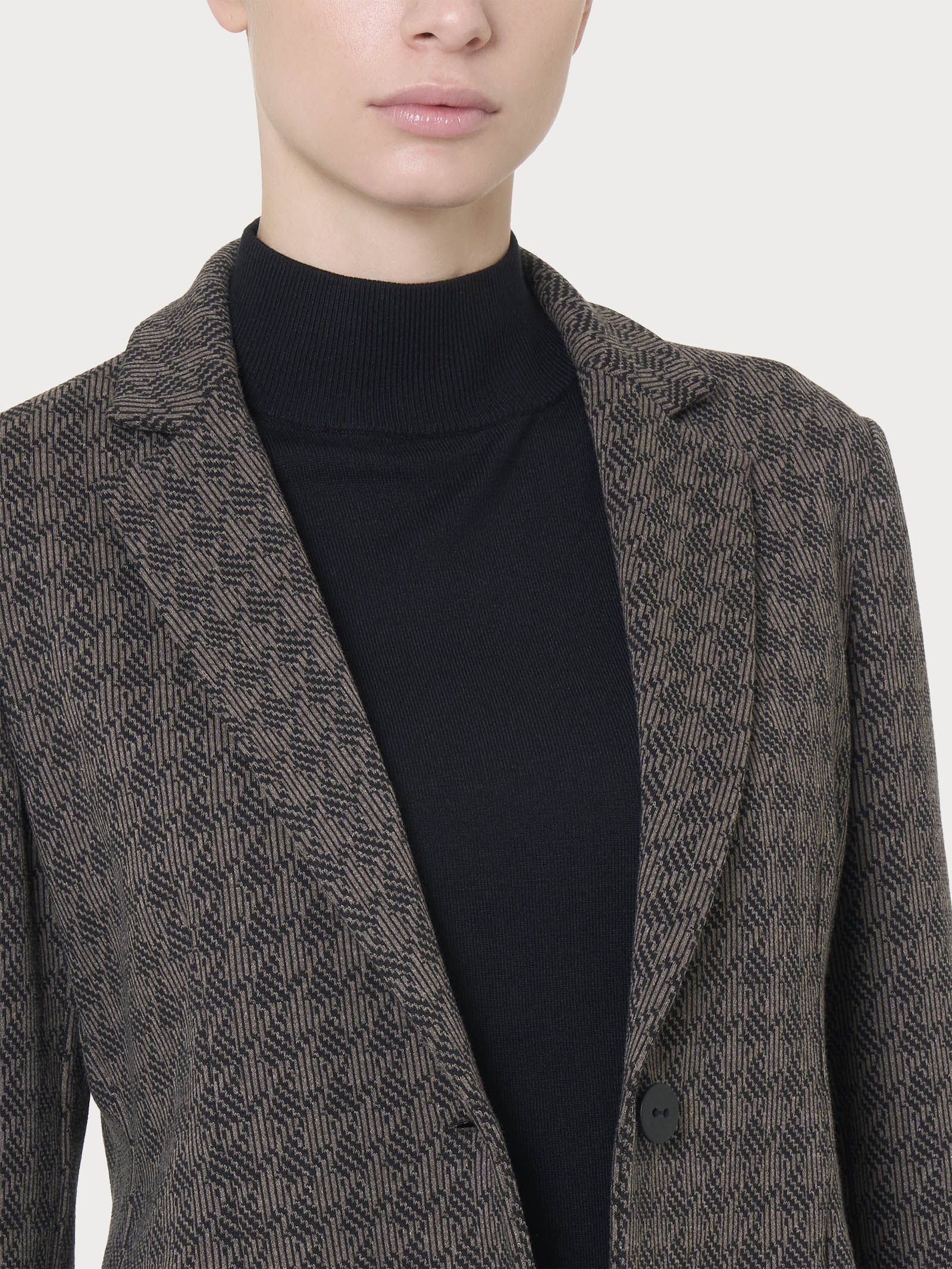 Blazer due bottoni in tessuto Eco Jacquard - Fant. Pine Bark - Image 3