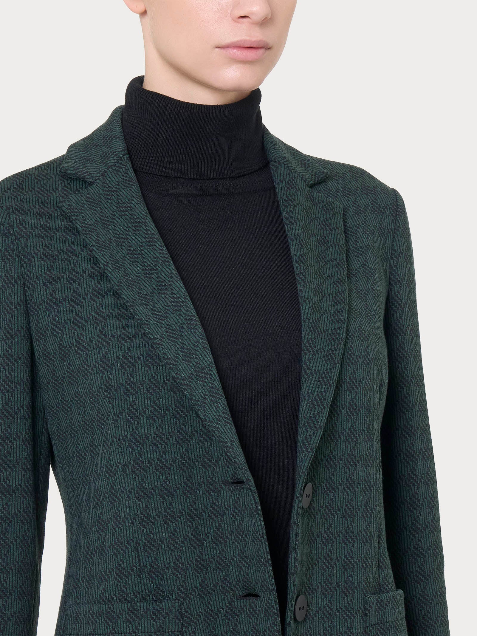 Blazer due bottoni in tessuto Eco Jacquard - Fant. Rain Forest - Image 3
