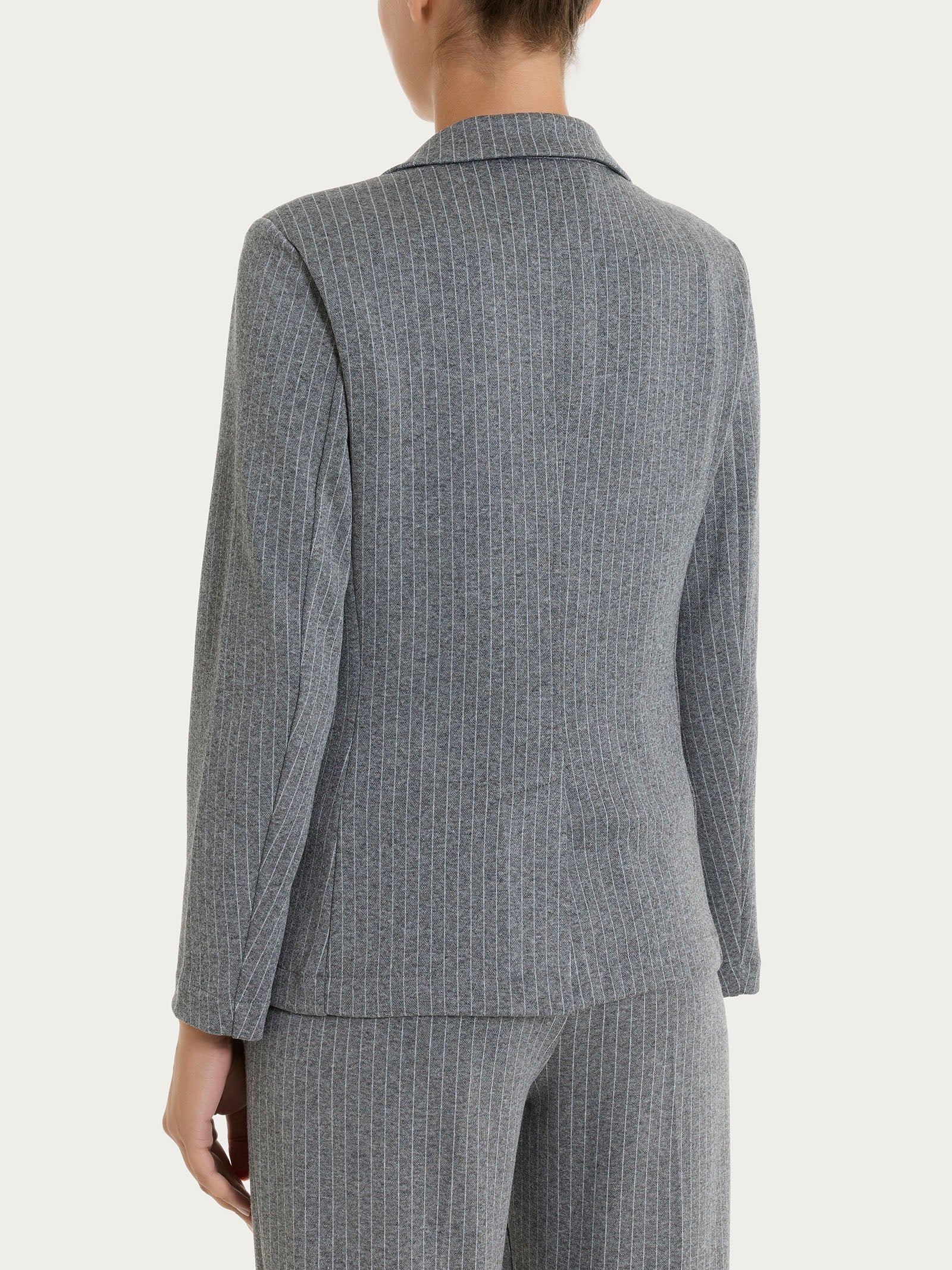 Blazer gessato con due bottoni in Eco Jacquard - Fant.Ardesia Mel. - Image 2
