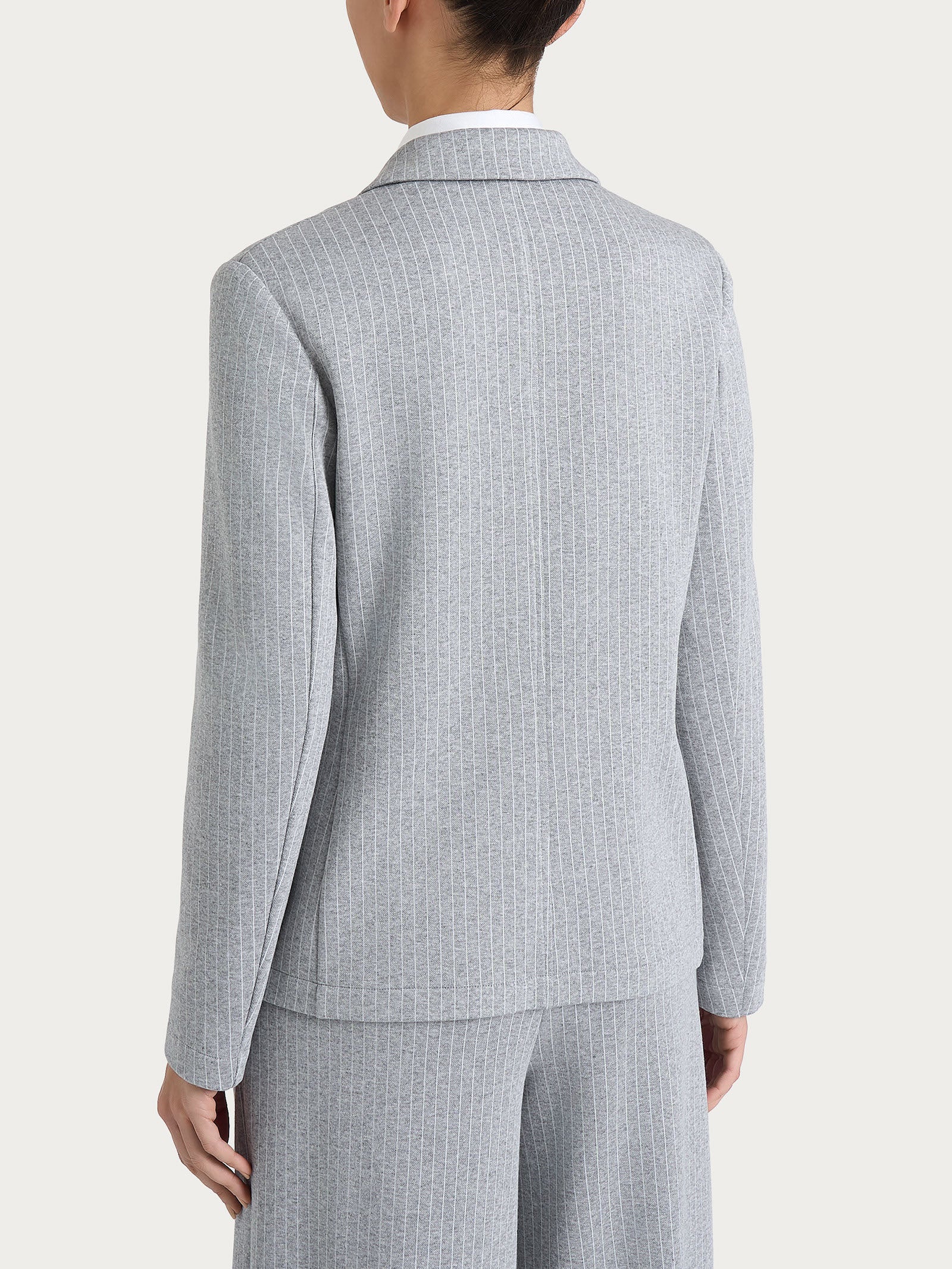 Blazer gessato doppio petto in Eco Jacquard - Fant.Grigio Mel. - Image 2