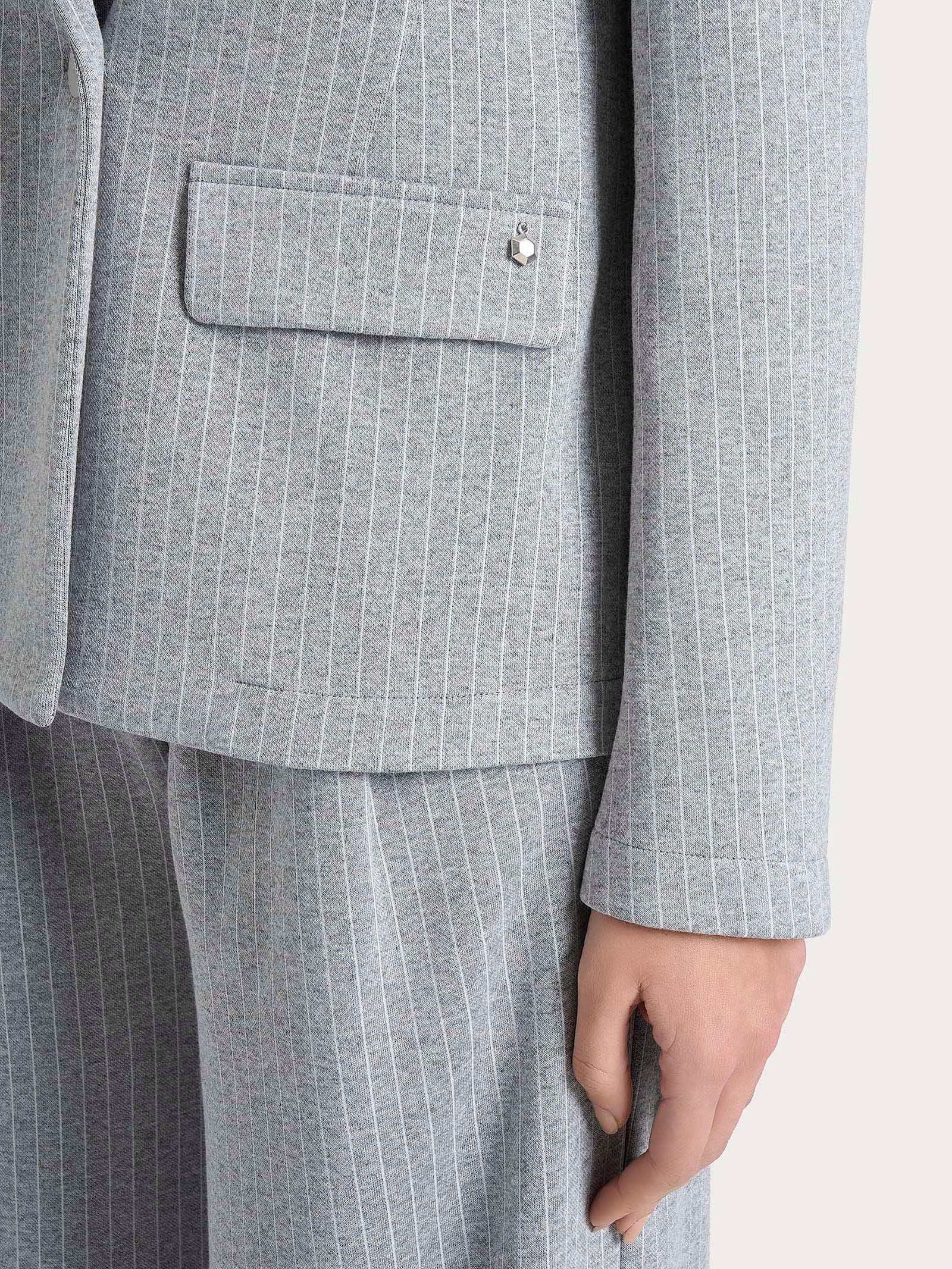 Blazer gessato doppio petto in Eco Jacquard - Fant.Grigio Mel. - Image 3