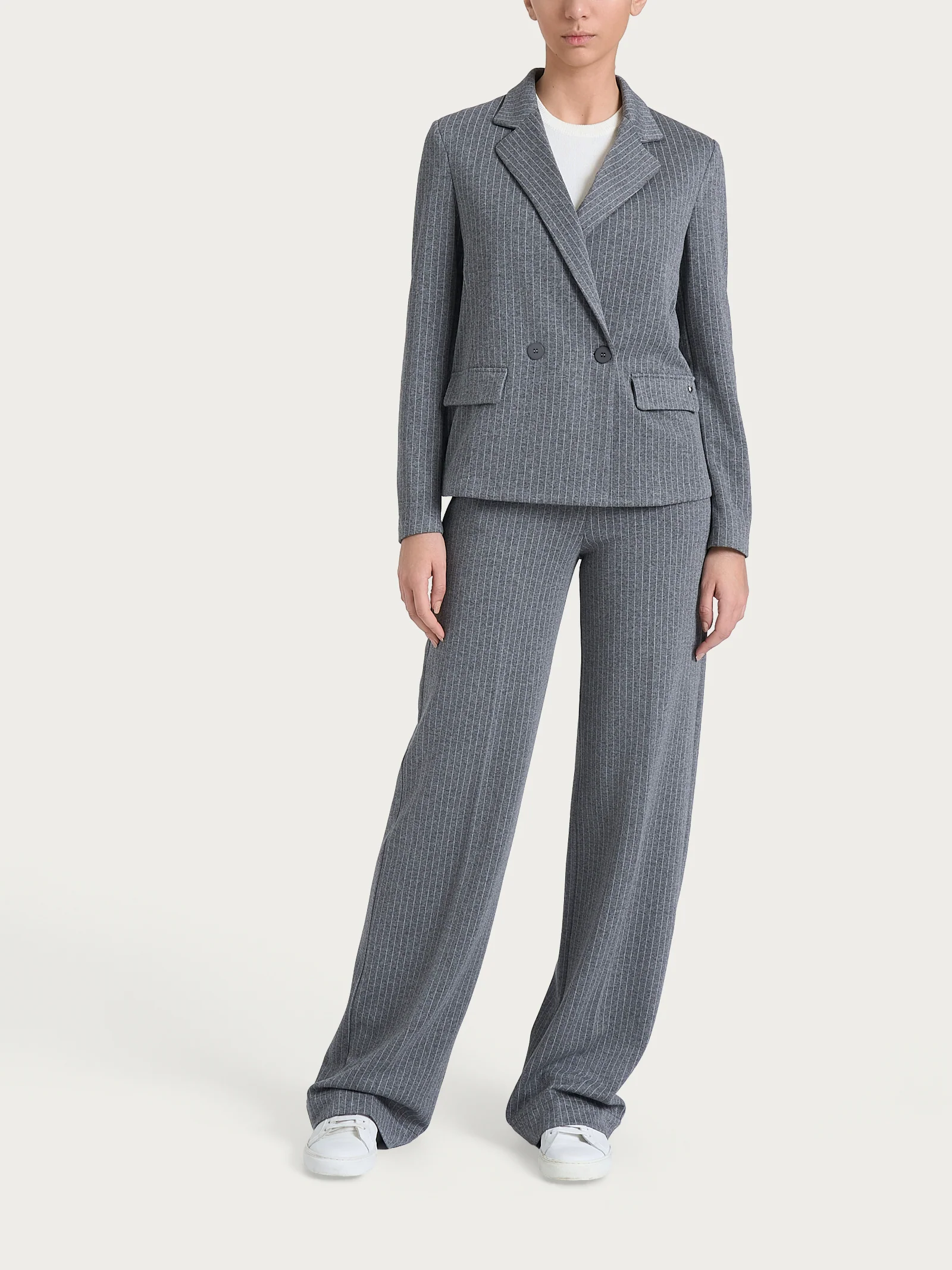Blazer gessato doppio petto in Eco Jacquard - Fant.Ardesia Mel. - Image 4