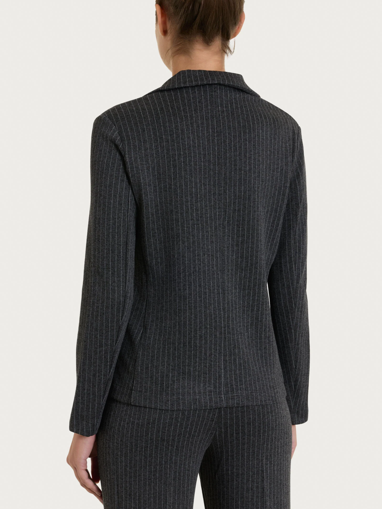 Blazer gessato doppio petto in Eco Jacquard - Fant.Oscuro Mel - Image 2