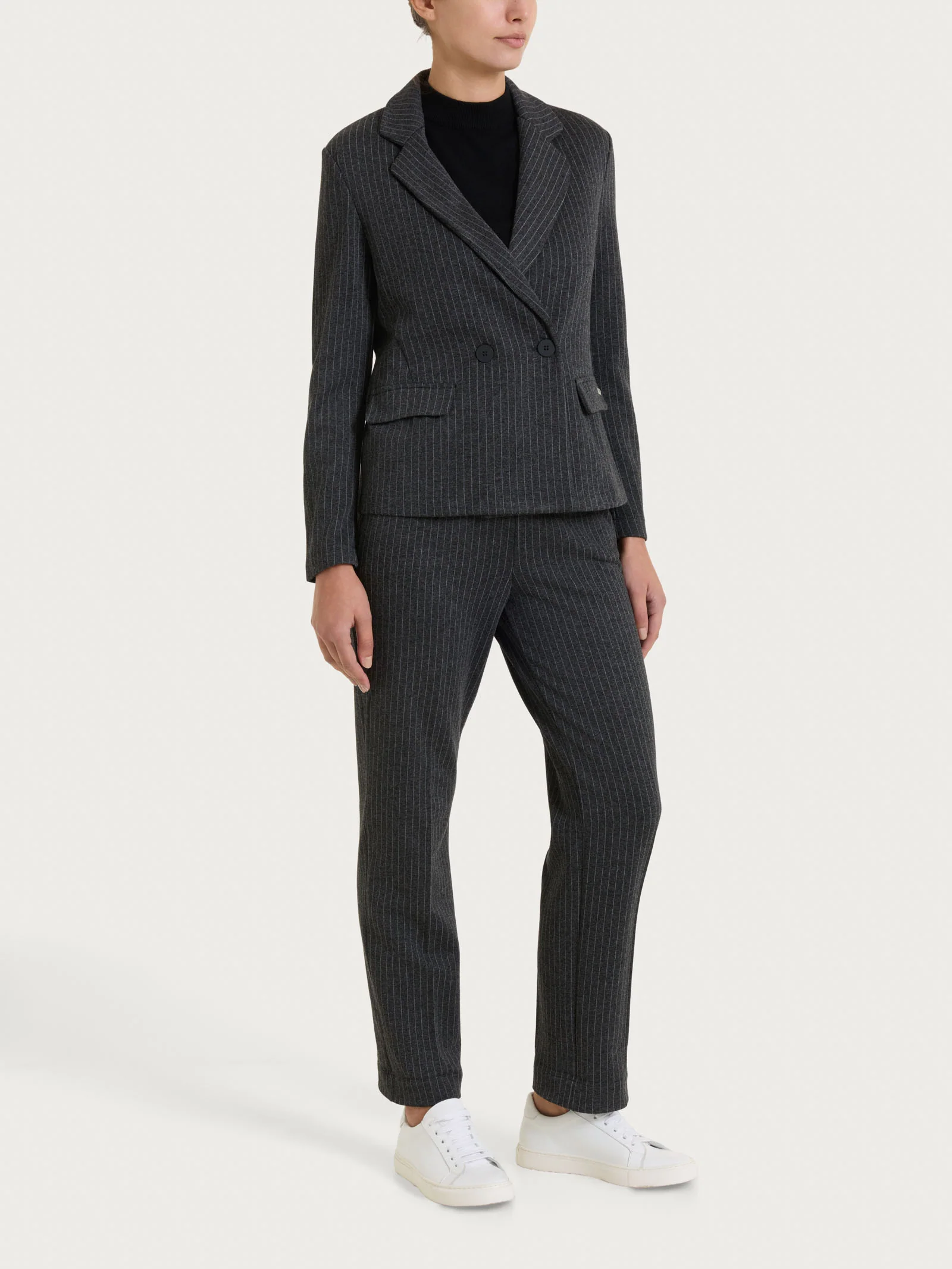 Blazer gessato doppio petto in Eco Jacquard - Fant.Oscuro Mel - Image 4