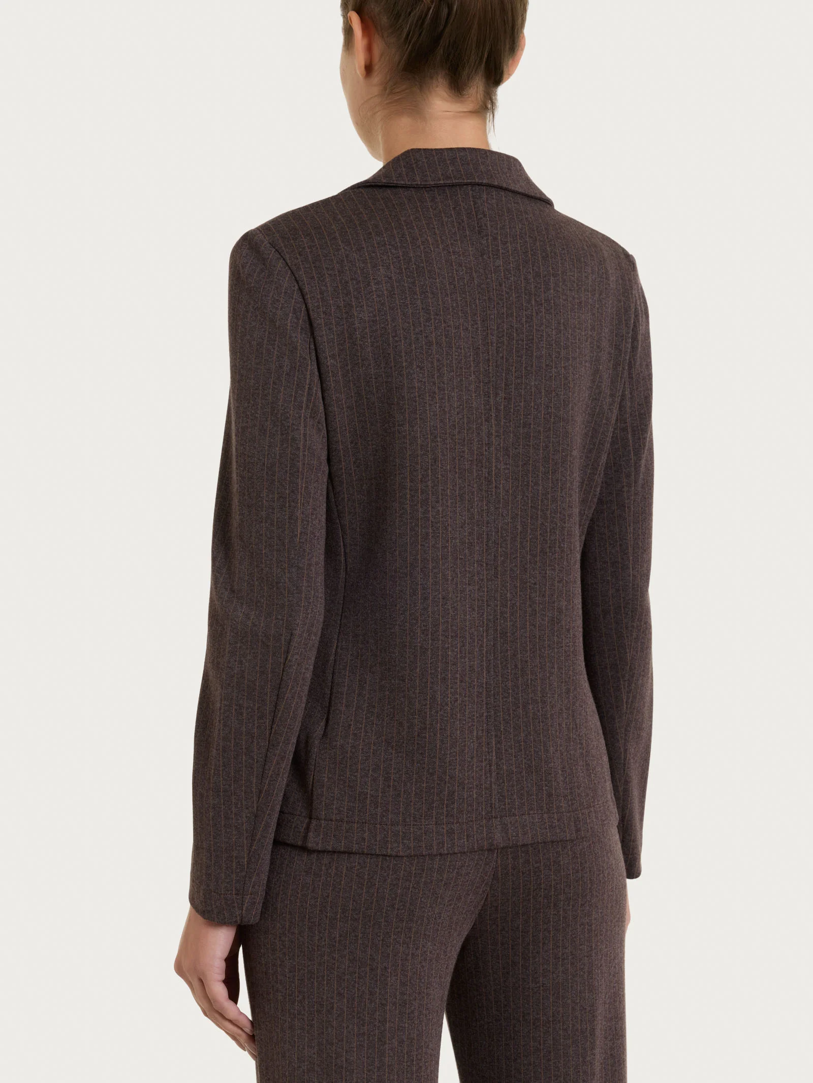 Blazer gessato doppio petto in Eco Jacquard - Fant. Chocolate Torte Mel. - Image 2