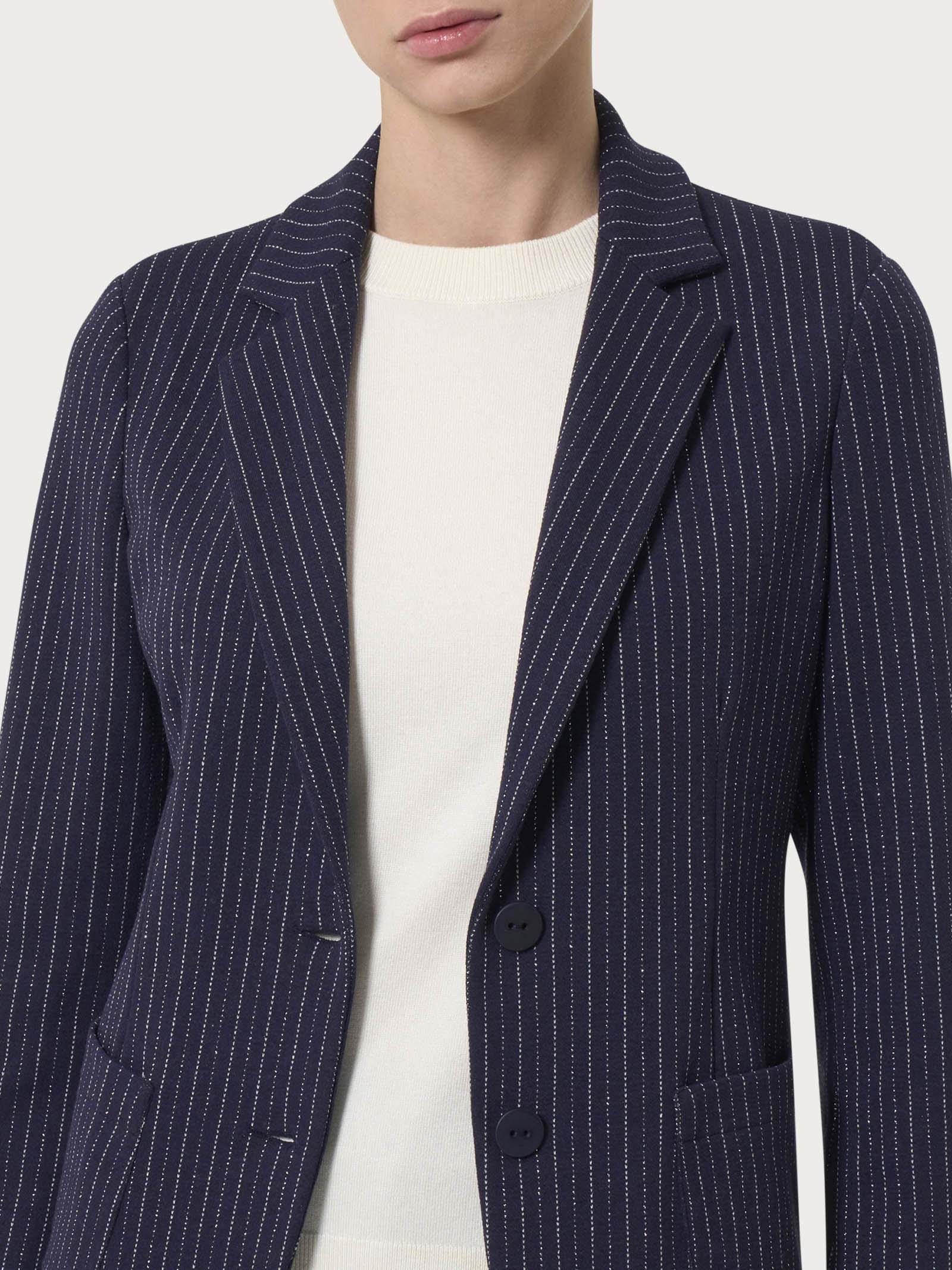 Blazer gessato in tessuto Eco Jacquard - Fant.Bleu - Image 3