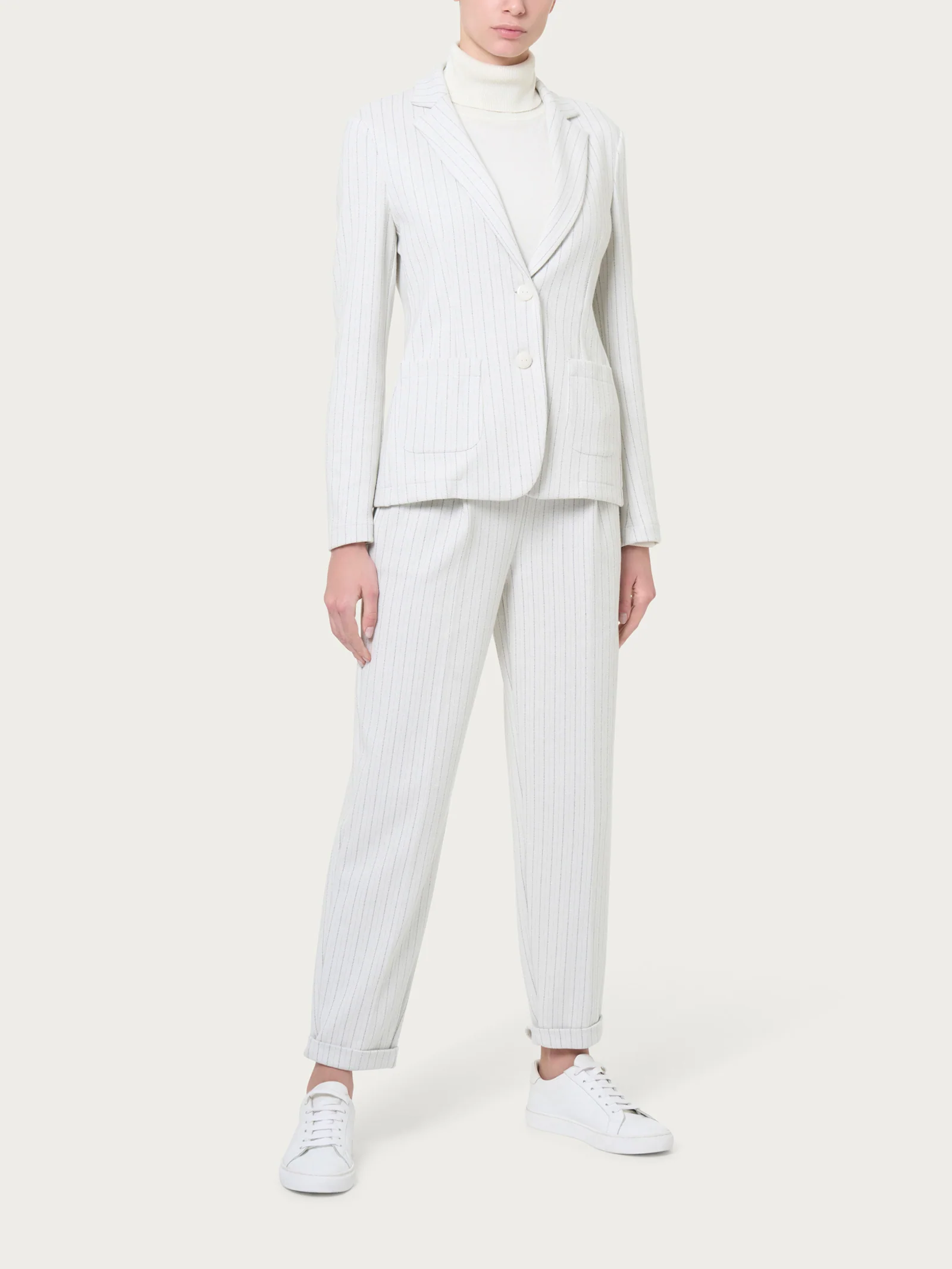 Blazer gessato in tessuto Eco Jacquard - Fant.Bleu - Image 4