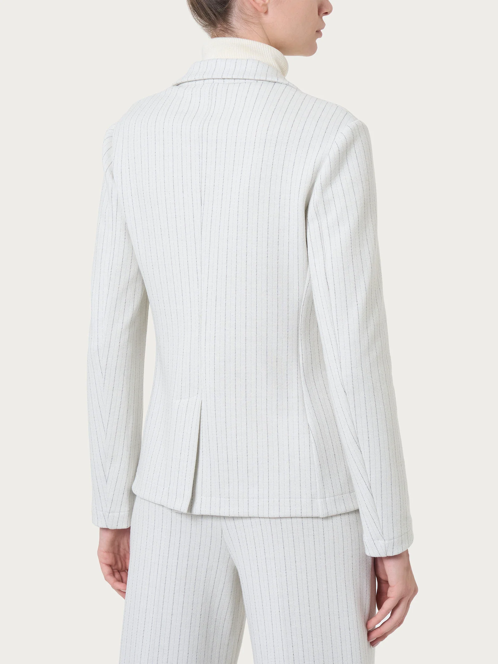 Blazer gessato in tessuto Eco Jacquard - Fant.Argento Mel. - Image 2