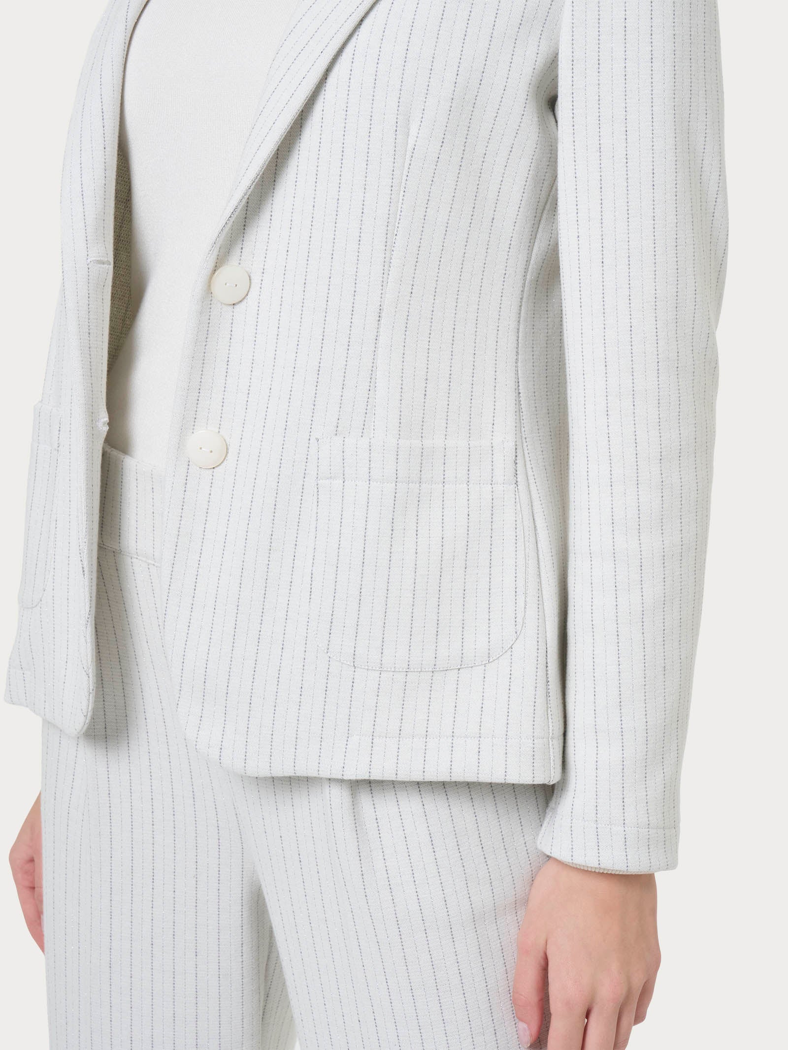 Blazer gessato in tessuto Eco Jacquard - Fant.Argento Mel. - Image 3