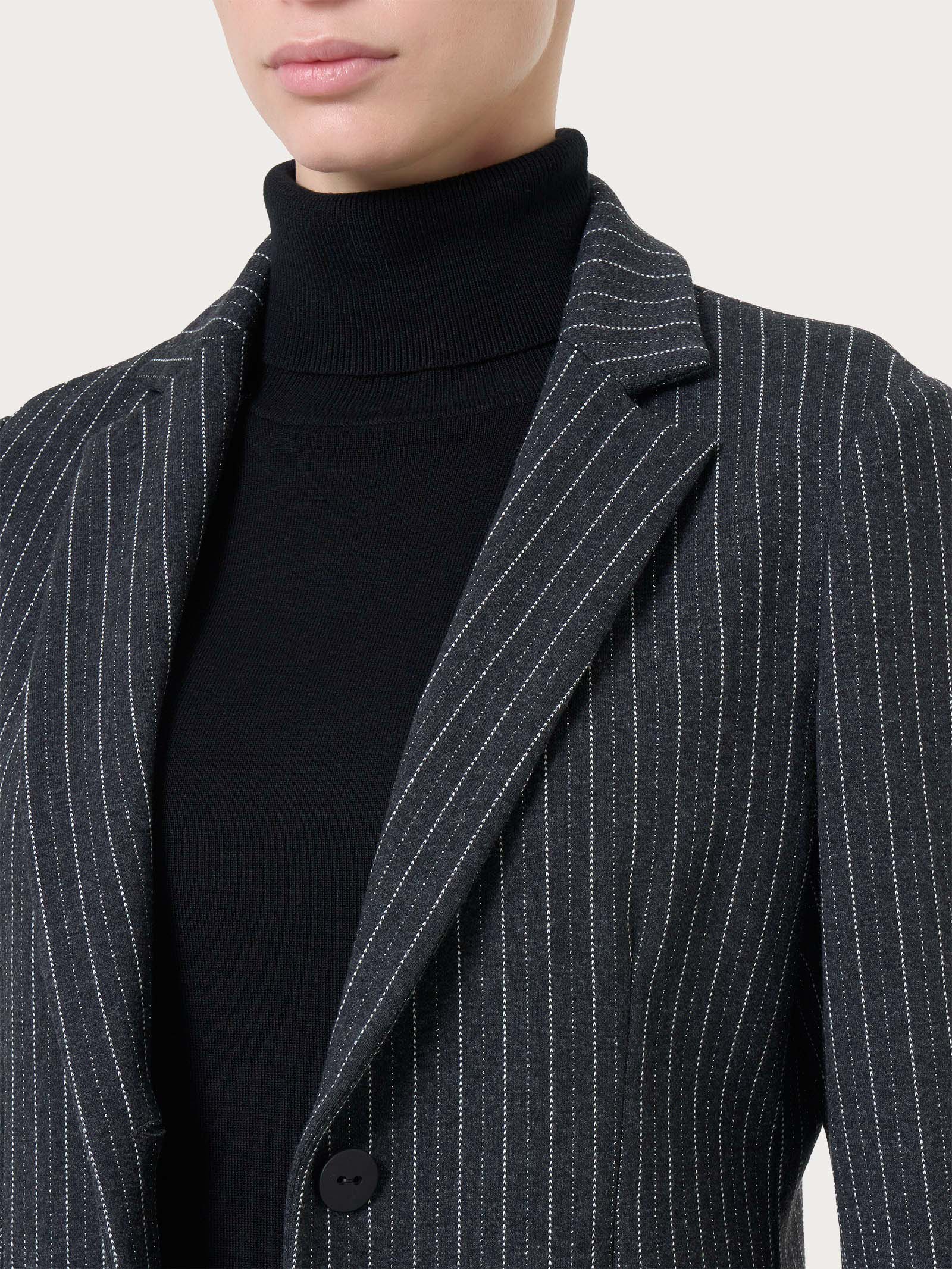 Blazer gessato in tessuto Eco Jacquard - Fant.Oscuro Mel - Image 3