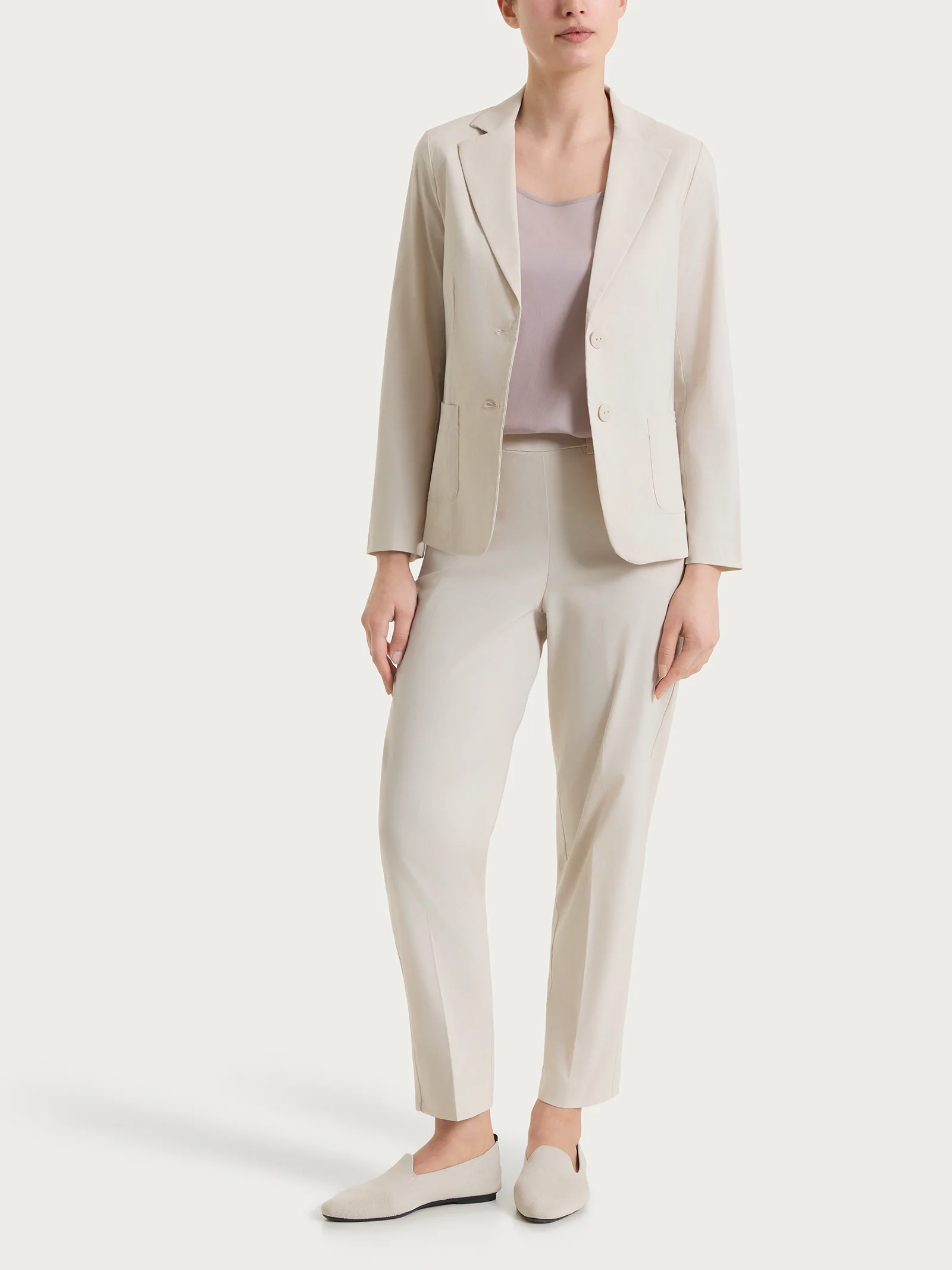 Blazer leggero con chiusura a due bottoni in Super Fresh - Champignon - Image 4