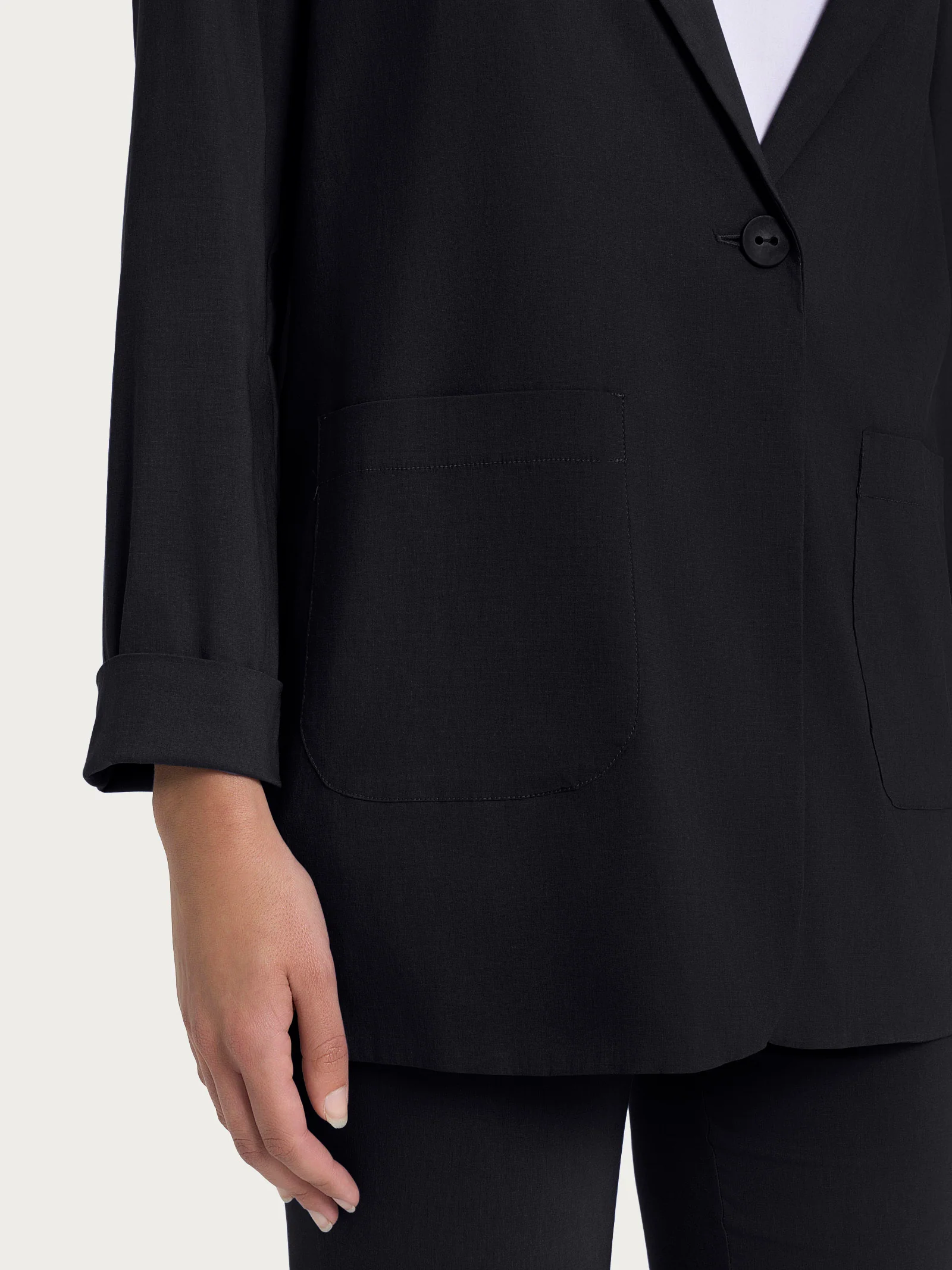 Blazer leggero destrutturato in Super Fresh - Nero - Image 3