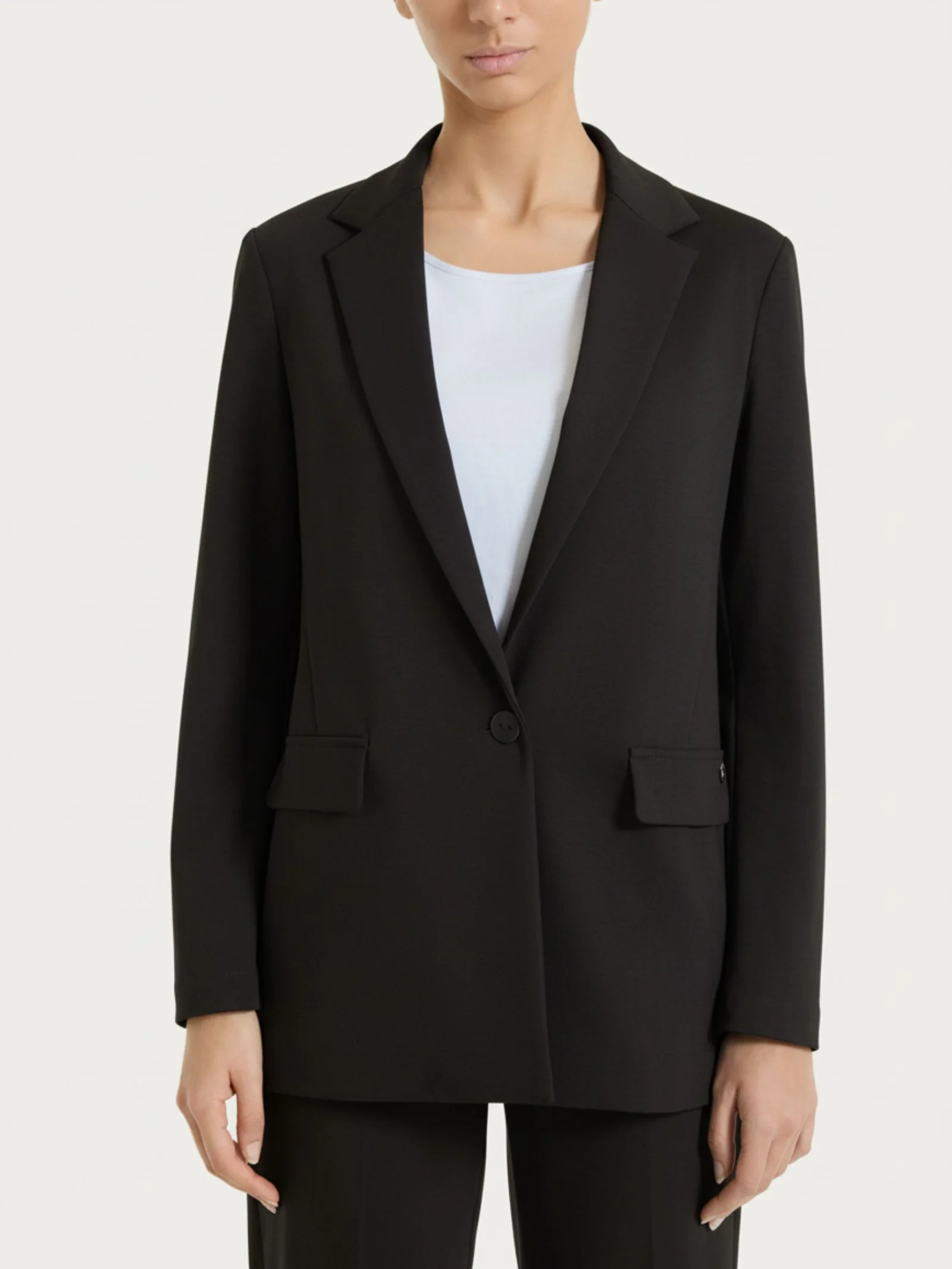 Blazer monopetto in Compact Light - Nero