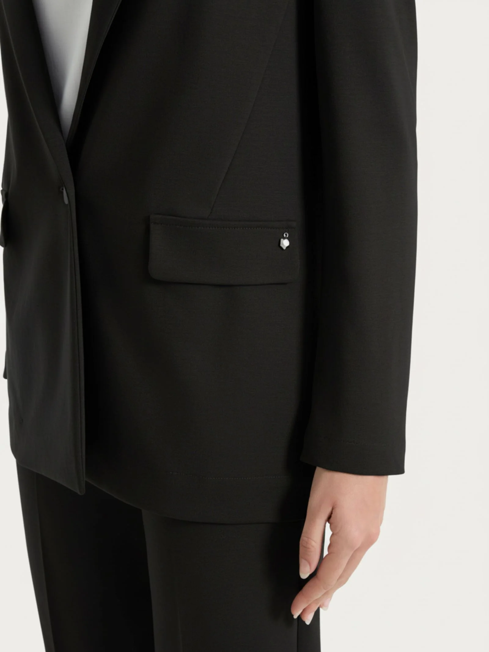 Blazer monopetto in Compact Light - Nero - Image 3