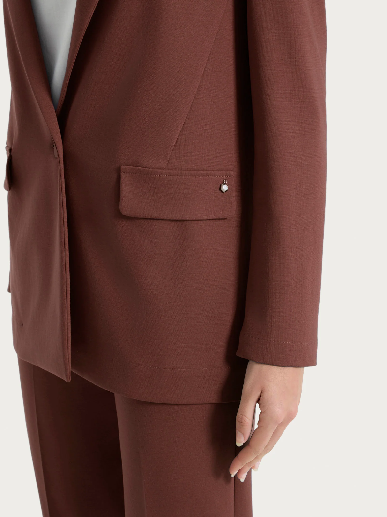 Blazer monopetto in Compact Light - Cappuccino - Image 3