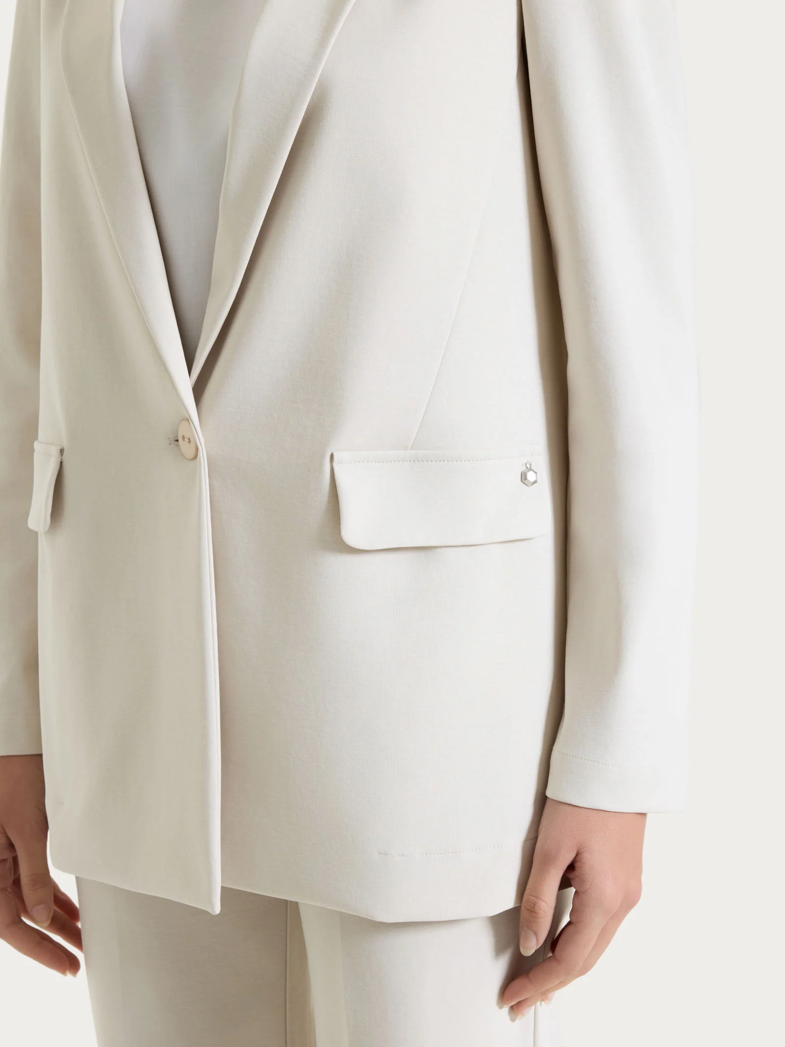 Blazer monopetto in Compact Light - Champignon - Image 3