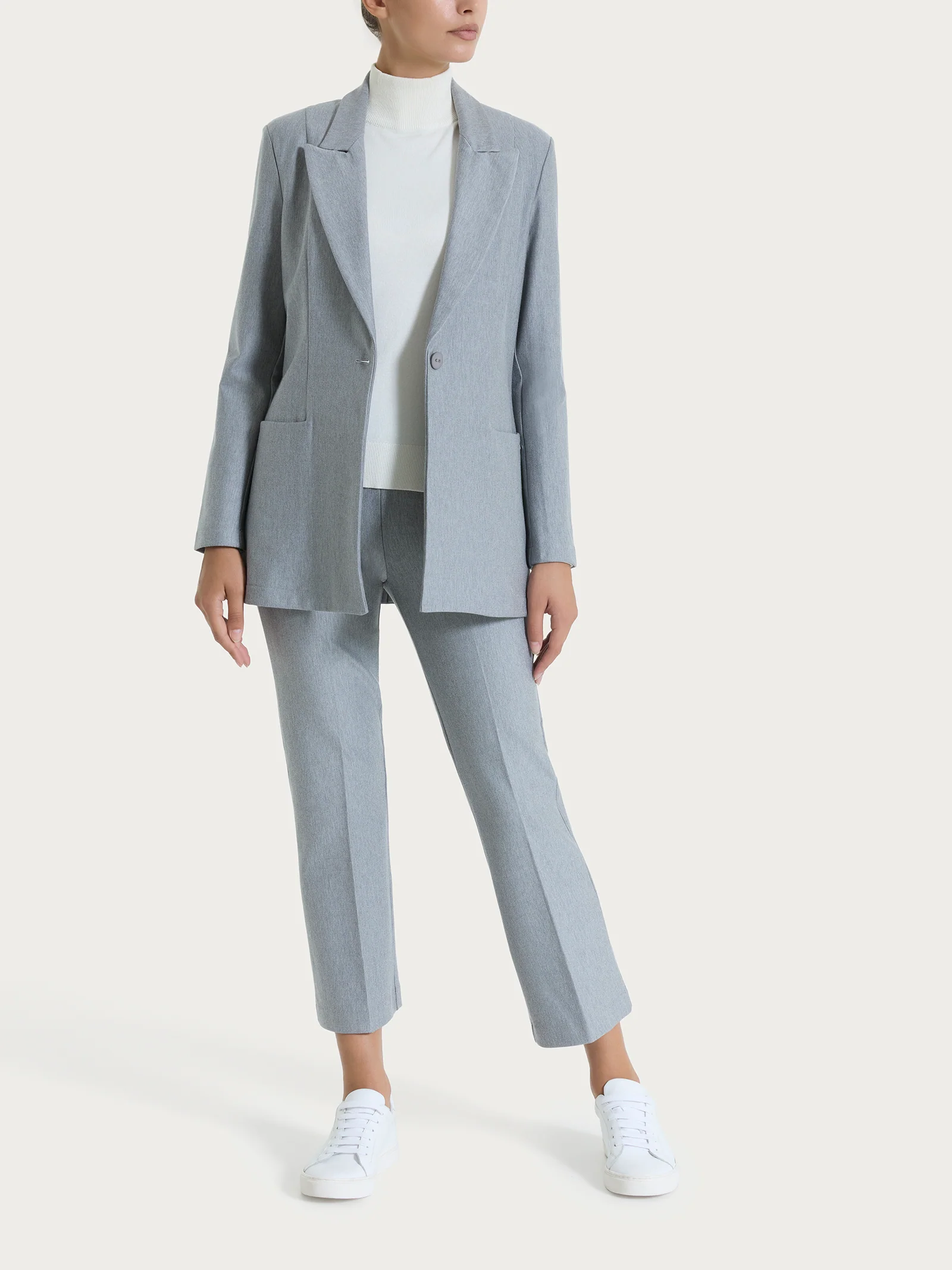Blazer over con rever a lancia in Compact - Grigio Mel. - Image 4