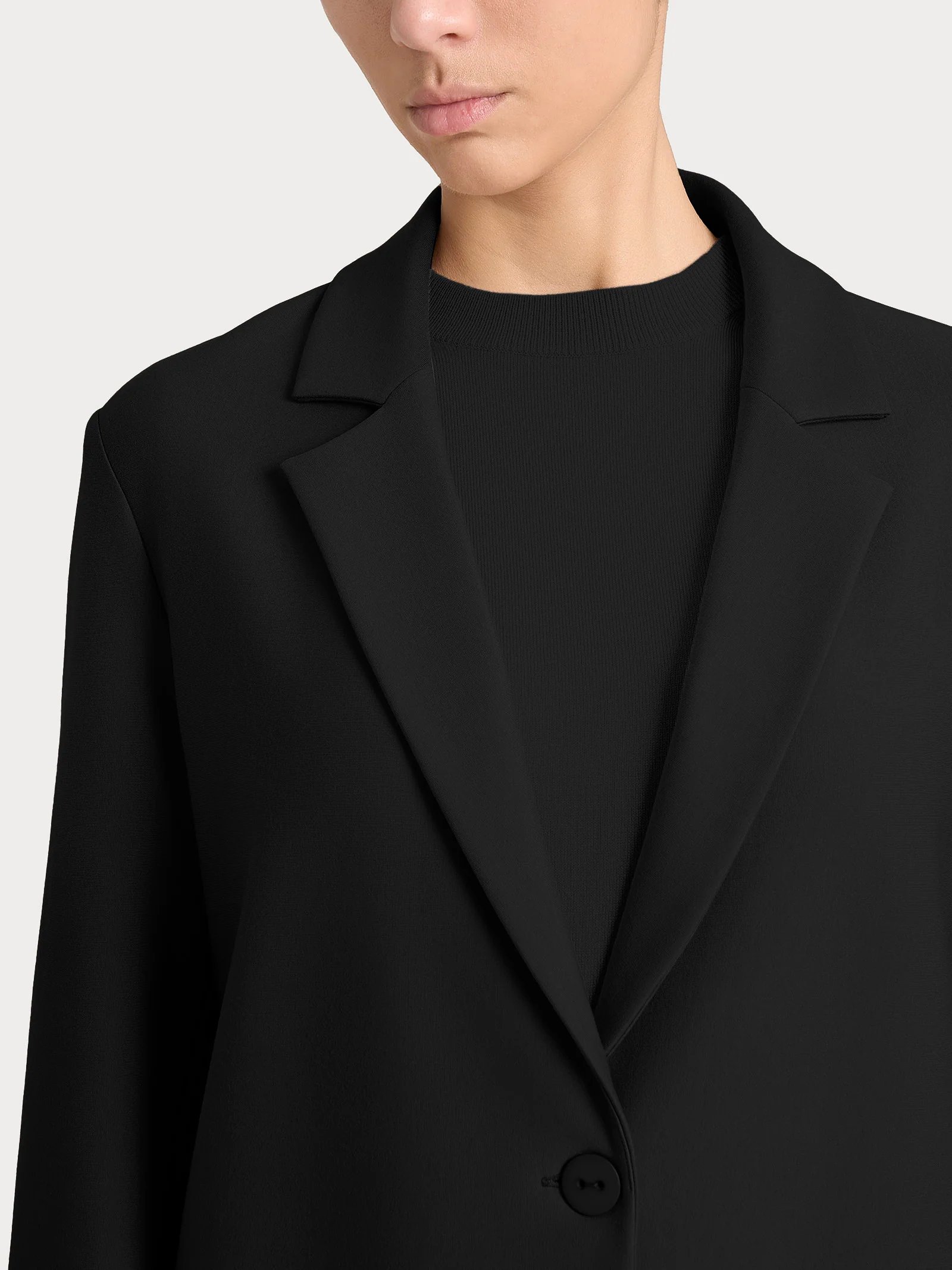 Blazer over con un bottone in Compact - Nero - Image 3