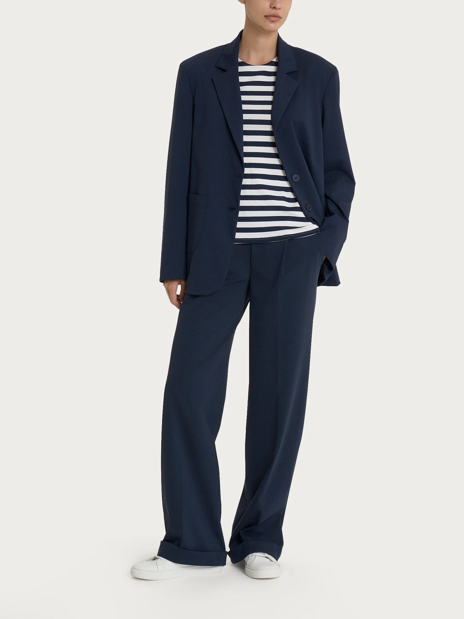 Blazer over destrutturato con doppio bottone in Compact Light - Bleu - Image 5