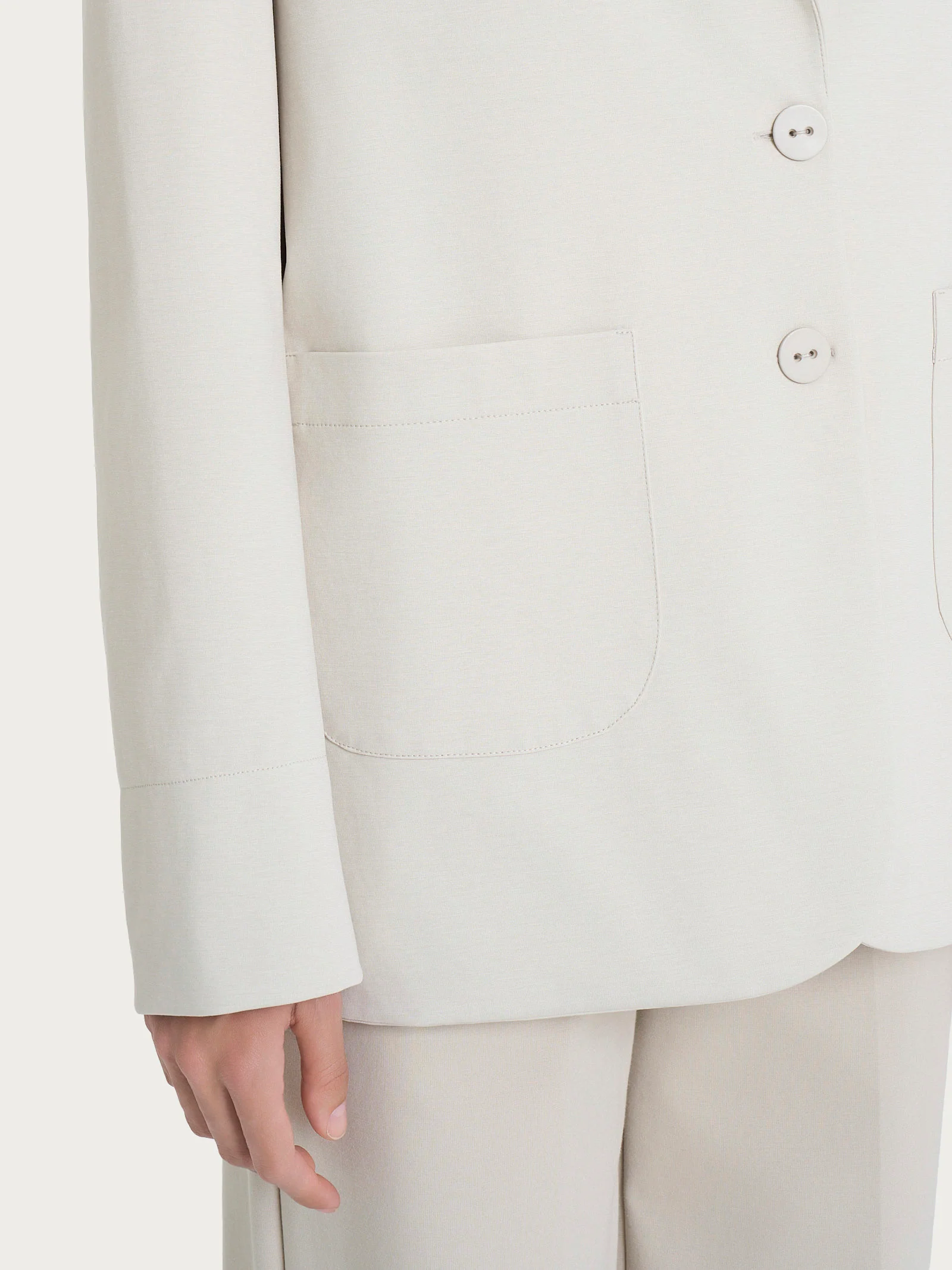 Blazer over destrutturato con doppio bottone in Compact Light - Champignon - Image 3