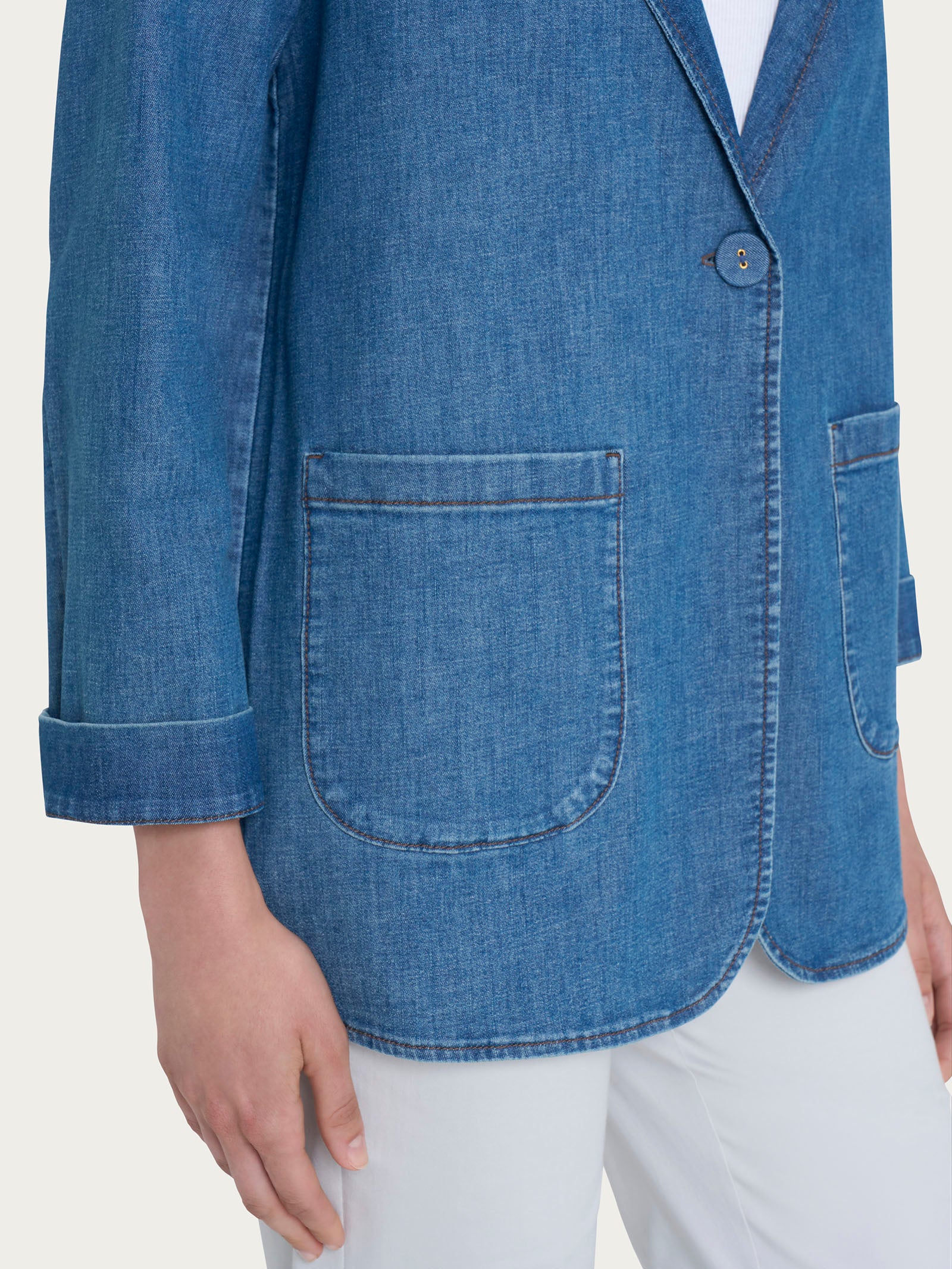 Blazer over destrutturato in Light Denim - Delave' - Image 3