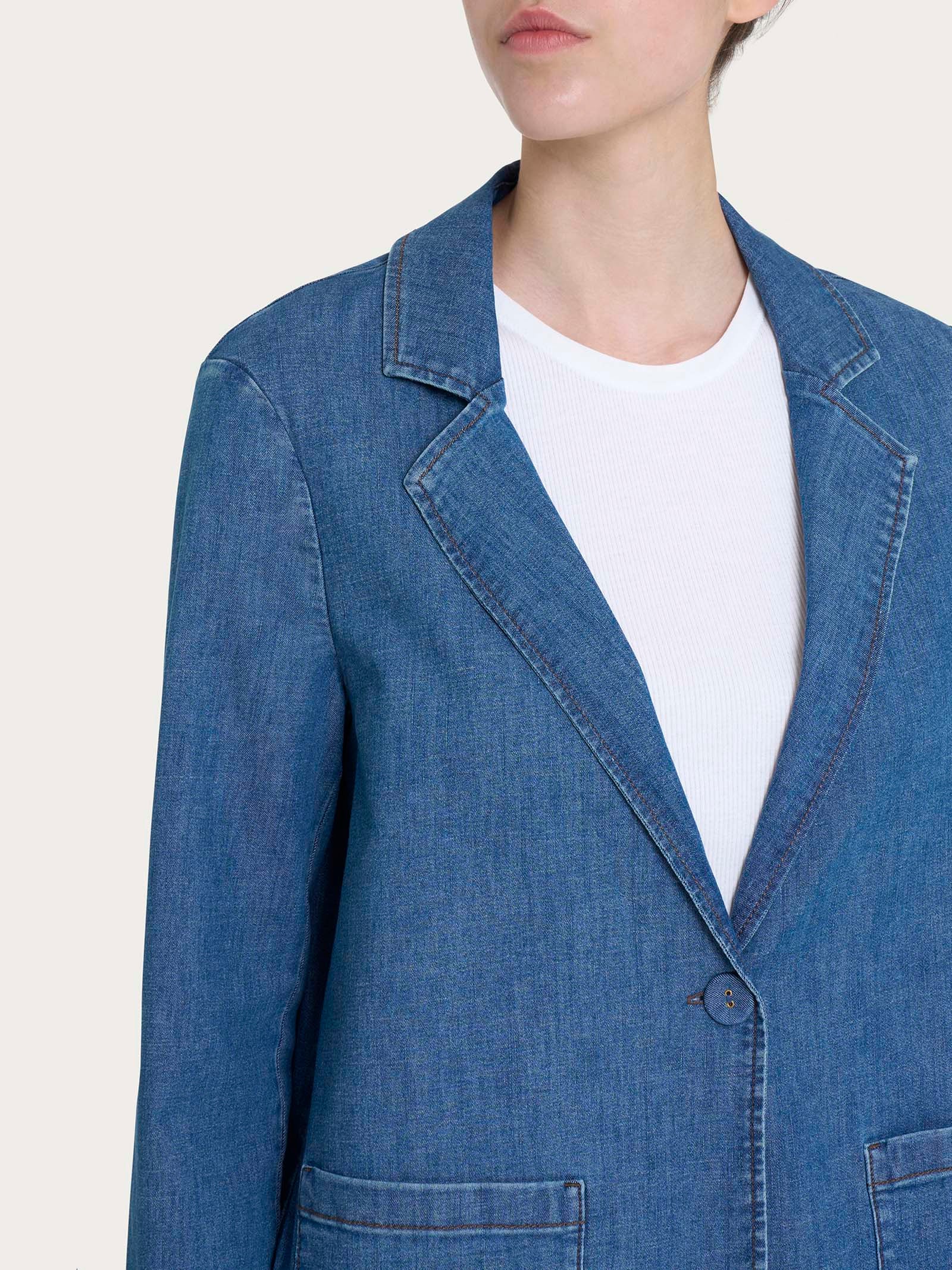 Blazer over destrutturato in Light Denim - Delave' - Image 4