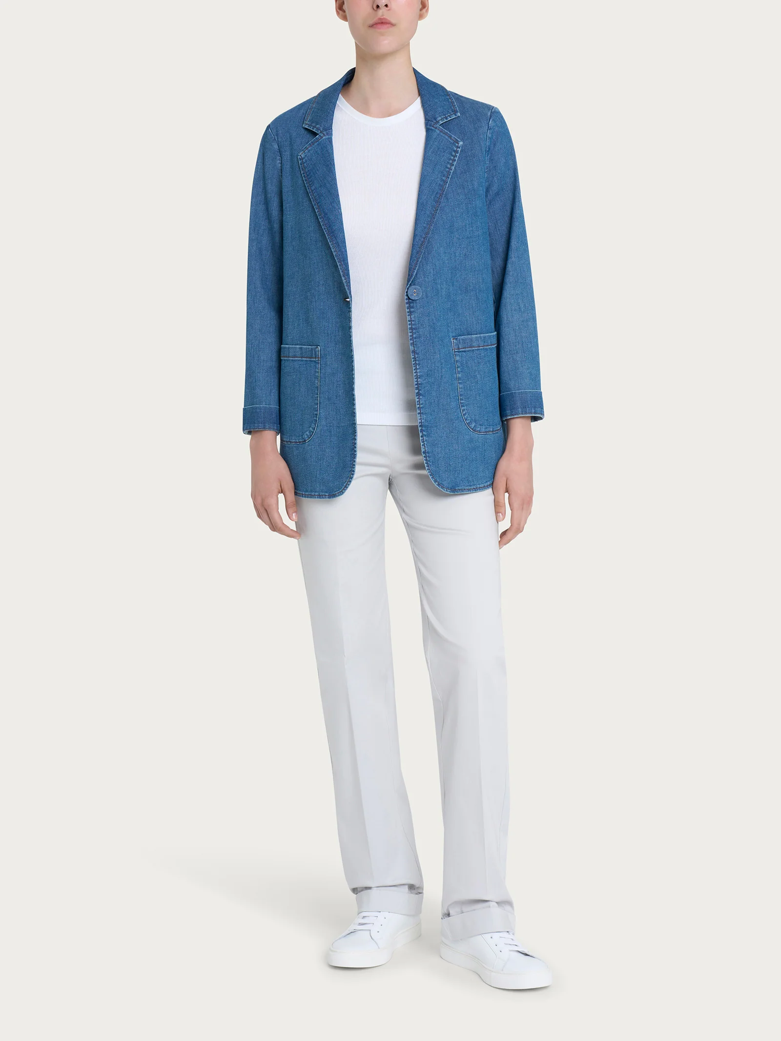 Blazer over destrutturato in Light Denim - Delave' - Image 5