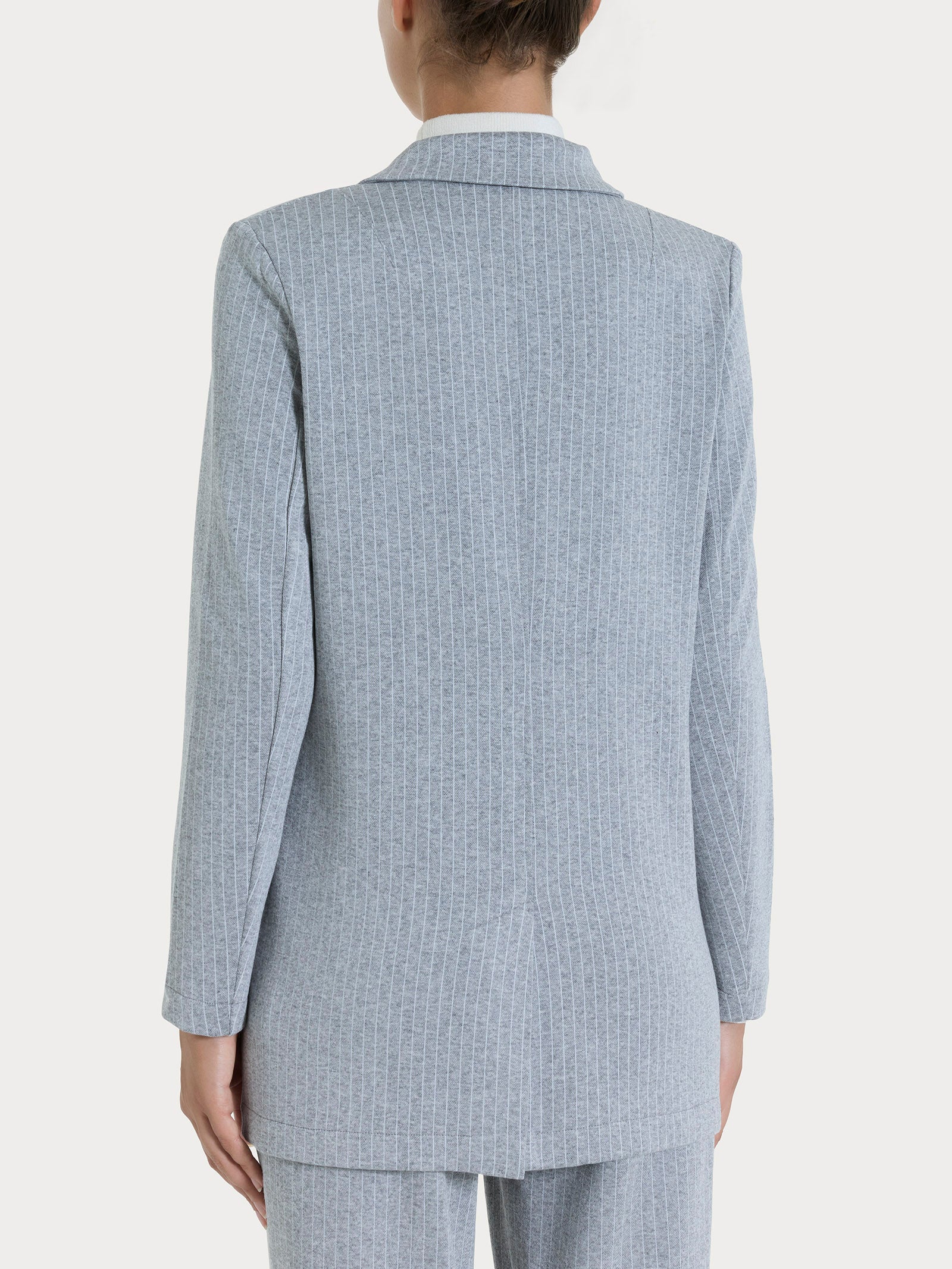 Blazer over gessato in Eco Jacquard - Fant.Grigio Mel. - Image 2