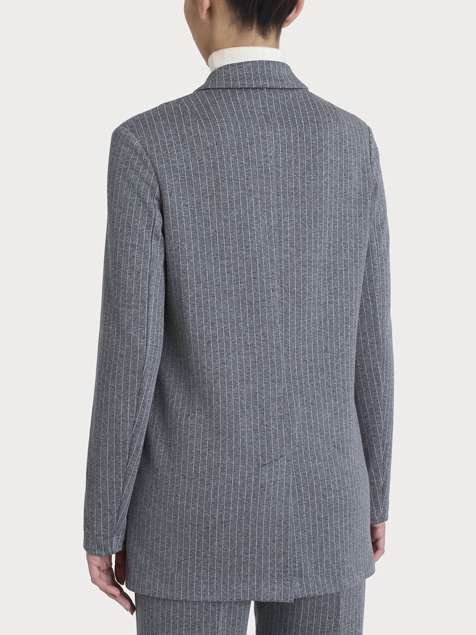 Blazer over gessato in Eco Jacquard - Fant.Ardesia Mel. - Image 2