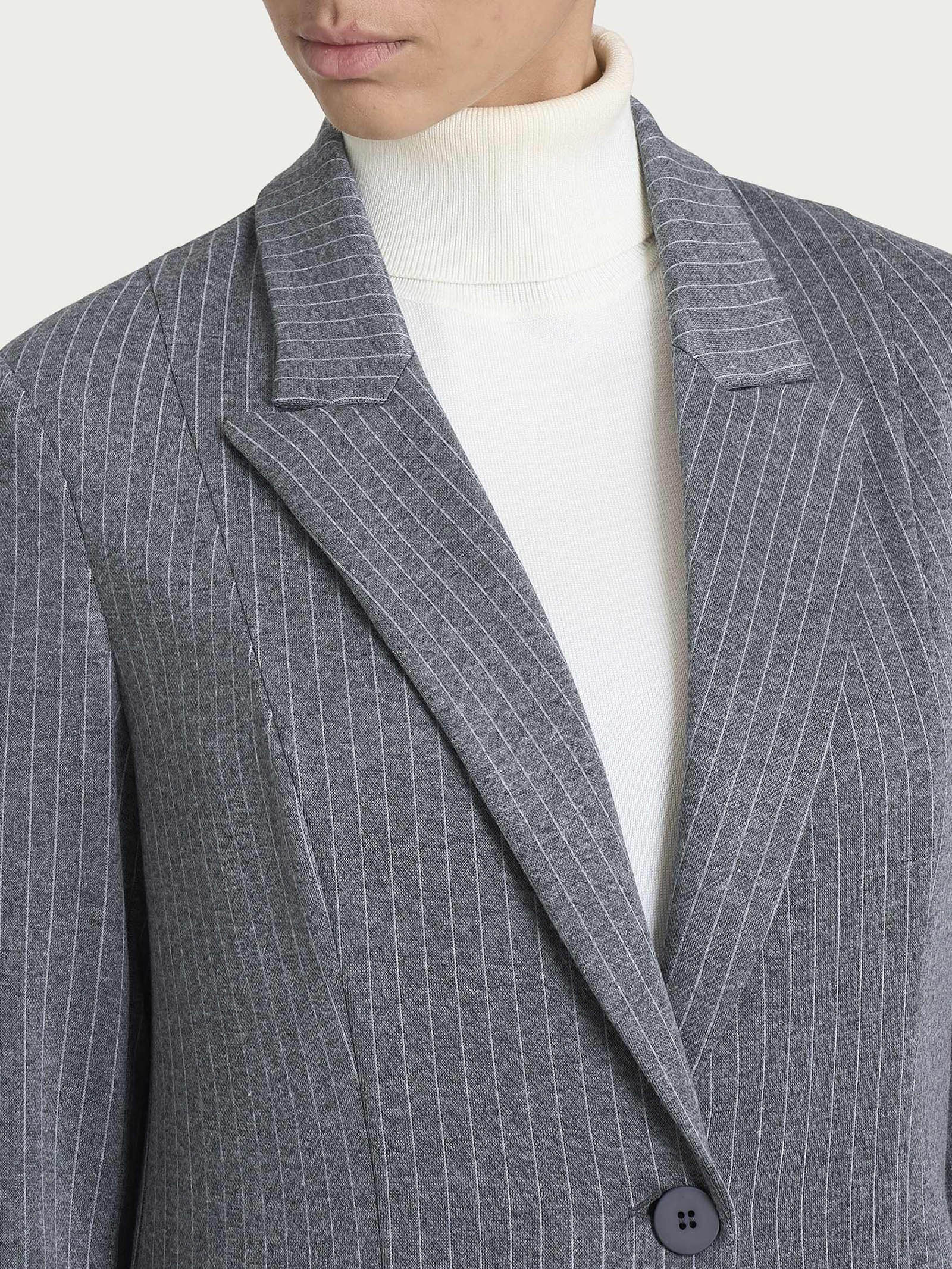 Blazer over gessato in Eco Jacquard - Fant.Ardesia Mel. - Image 3